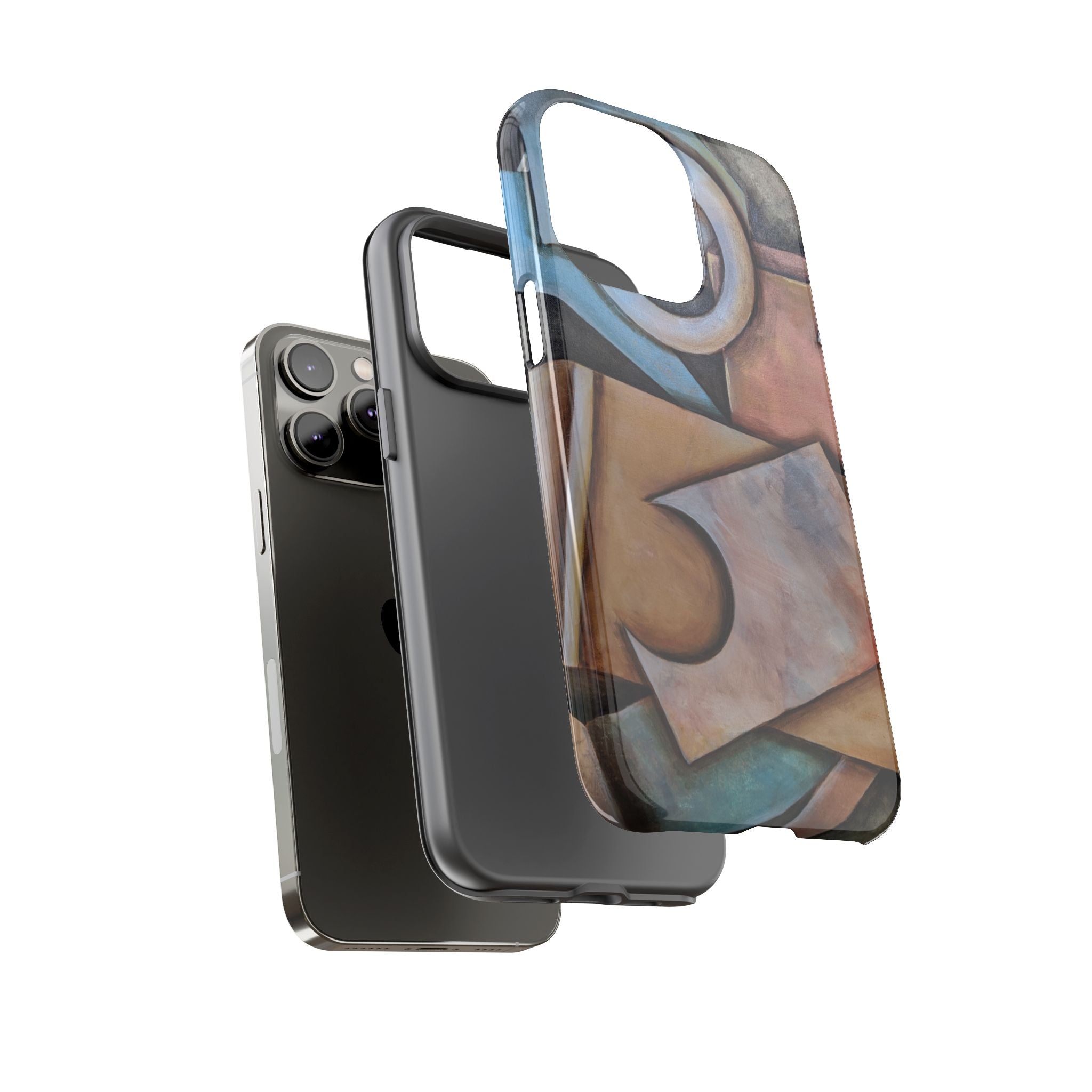 Abstract Geometric Tough Phone Case – Modern Cubist Art Protection