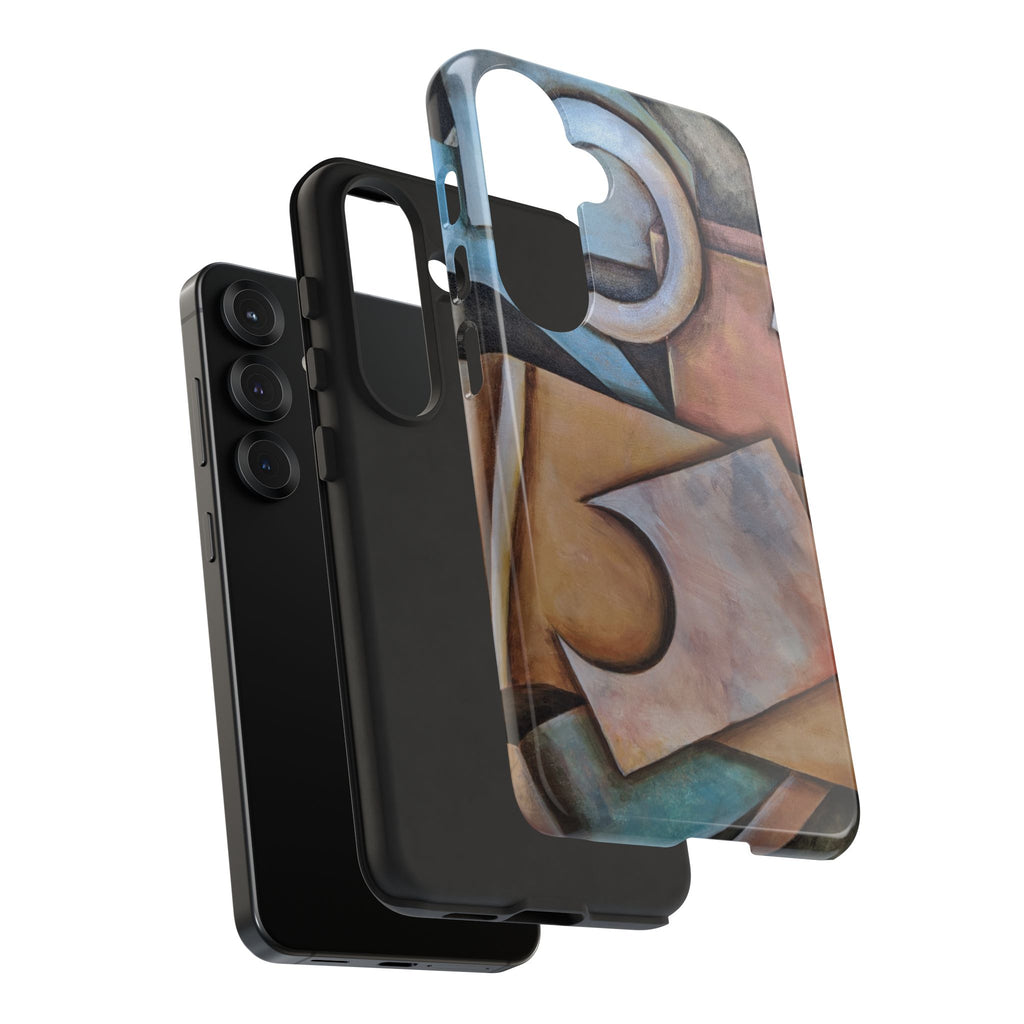 Abstract Geometric Tough Phone Case – Modern Cubist Art Protection