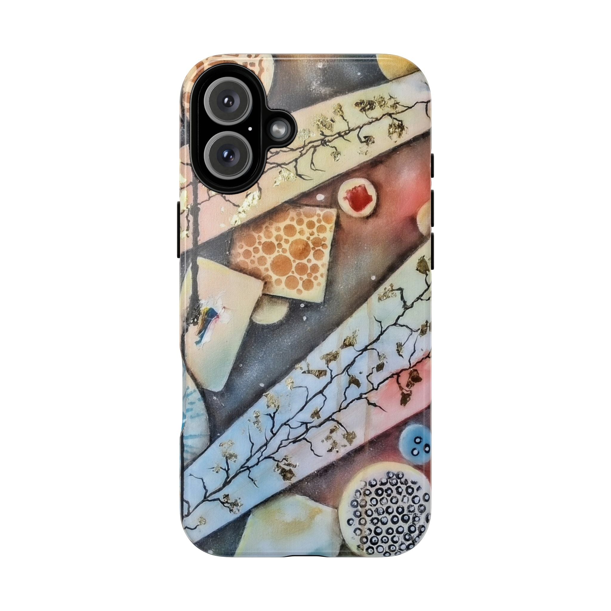 GOLDEN CARTOGRAPHY OF THE UNSEEN - Artistic Botanical Phone Case – Watercolor Nature Pattern Tough Case