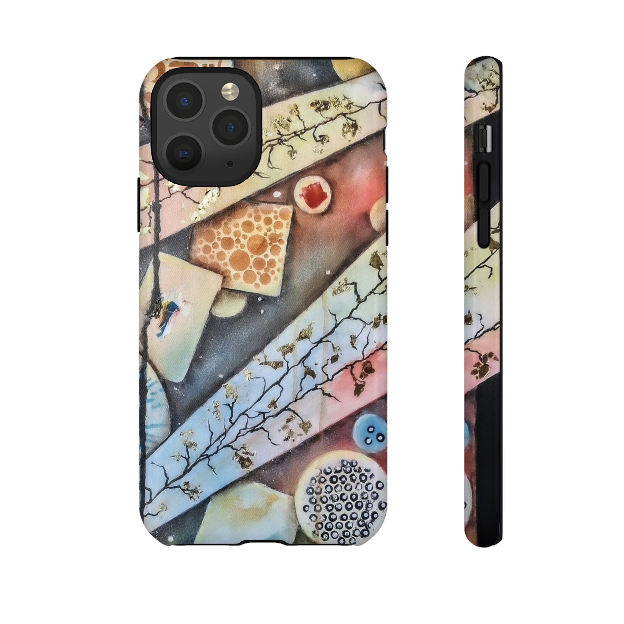 GOLDEN CARTOGRAPHY OF THE UNSEEN - Artistic Botanical Phone Case – Watercolor Nature Pattern Tough Case