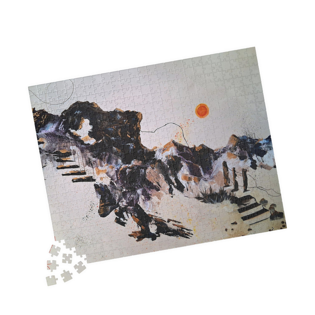 Mountain Ink Art Puzzle — Scenic Abstract Landscape Jigsaw (110–1014 pcs)