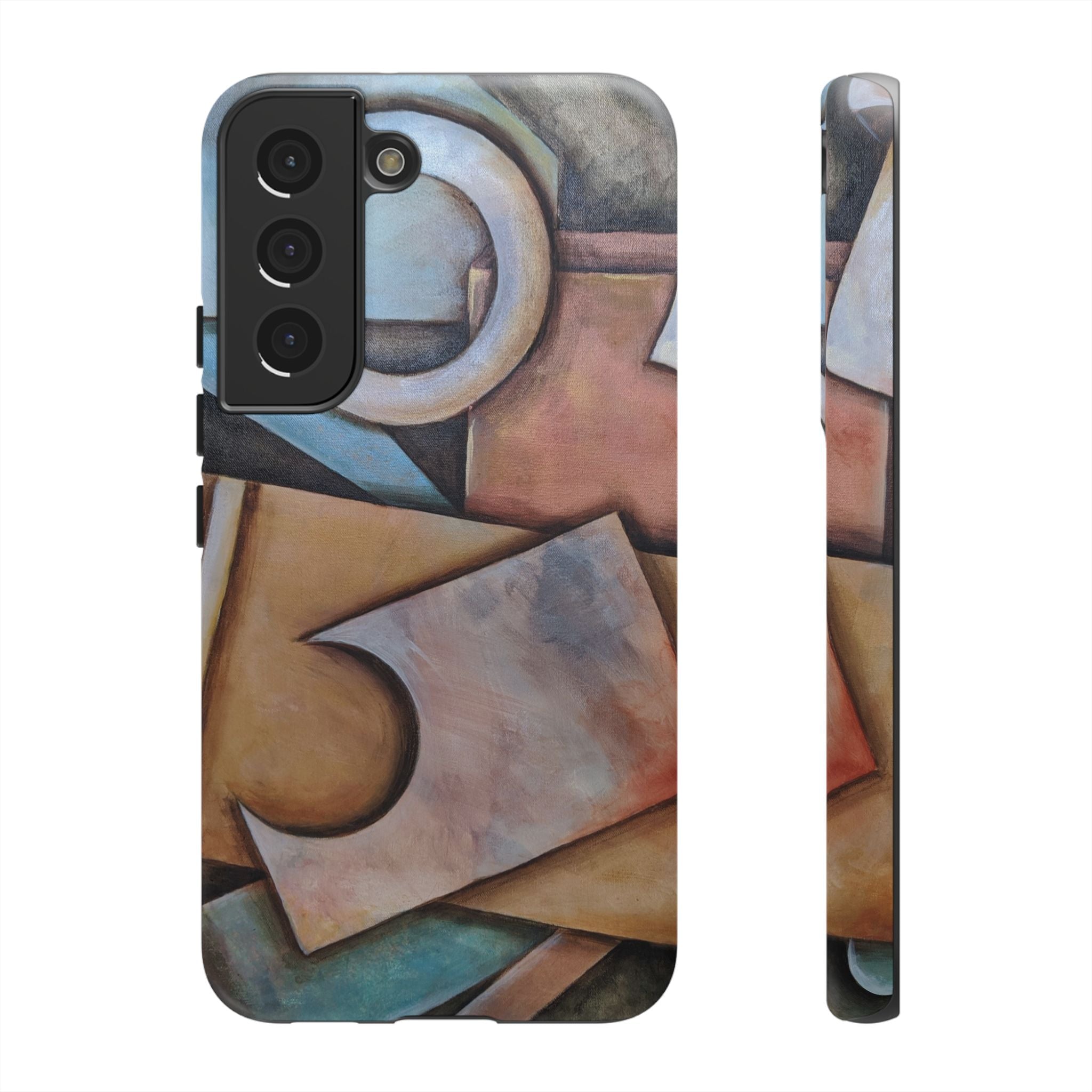 Abstract Geometric Tough Phone Case – Modern Cubist Art Protection
