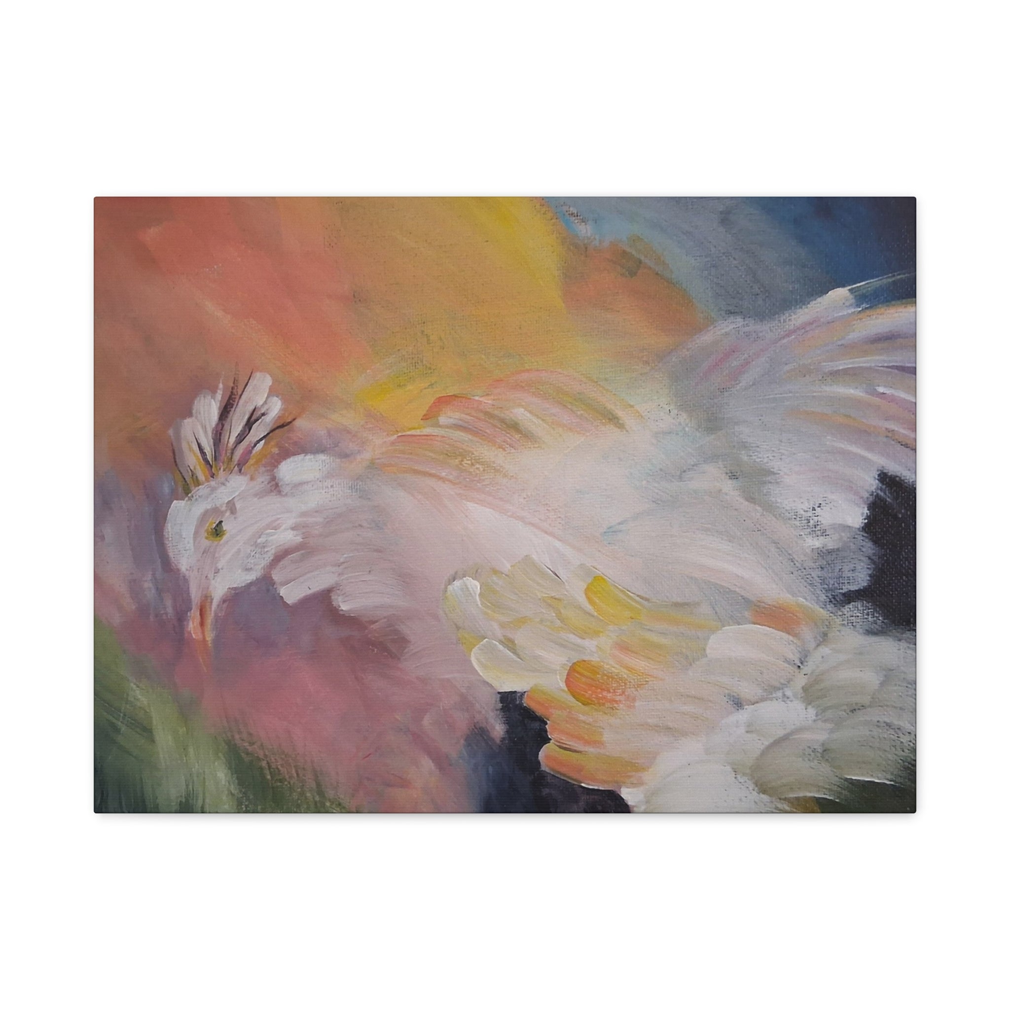 RISE OF THE RADIENT HEN - Art Canvas Print — Soft Pastel Bird Wall Art, Matte Stretched 1.25"