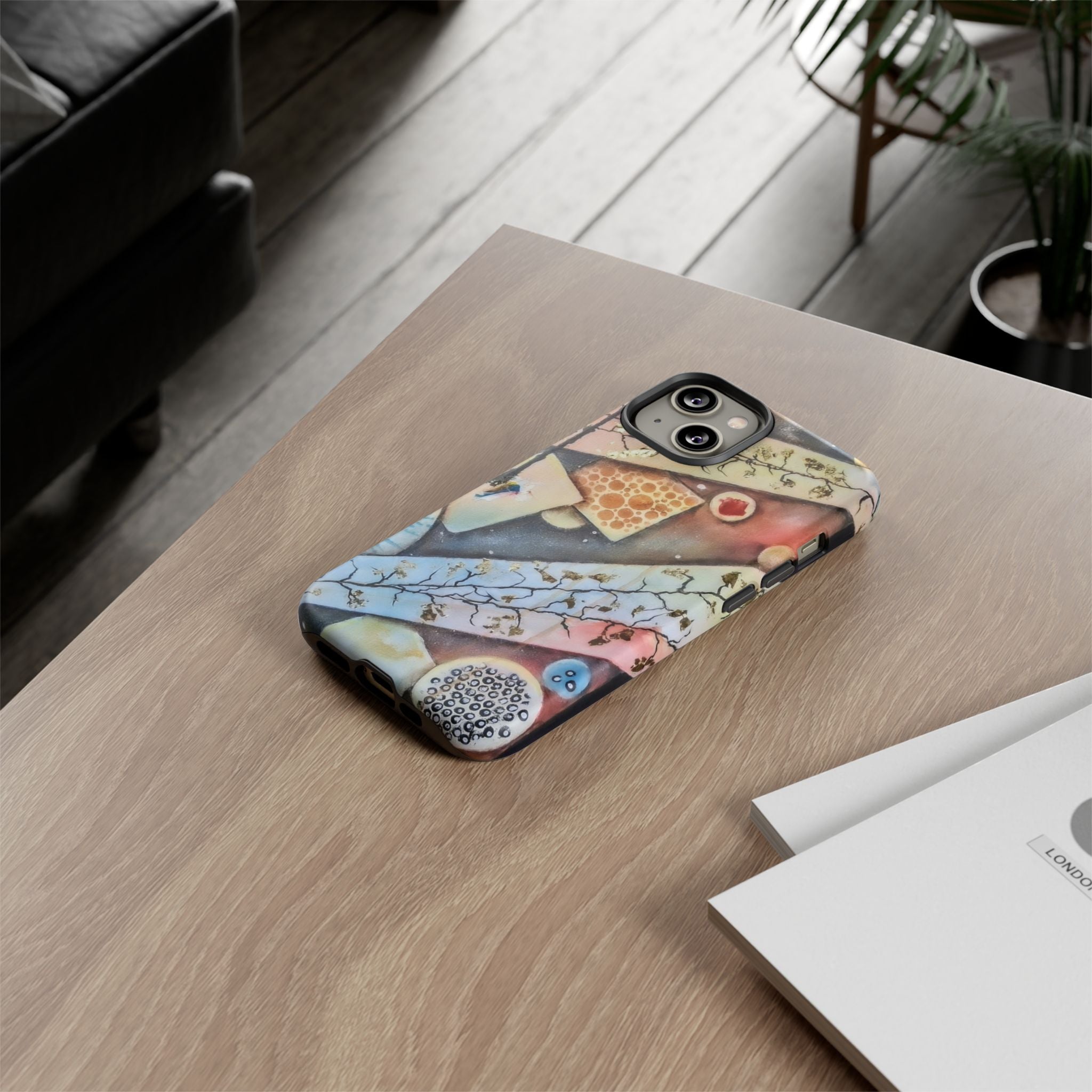GOLDEN CARTOGRAPHY OF THE UNSEEN - Artistic Botanical Phone Case – Watercolor Nature Pattern Tough Case