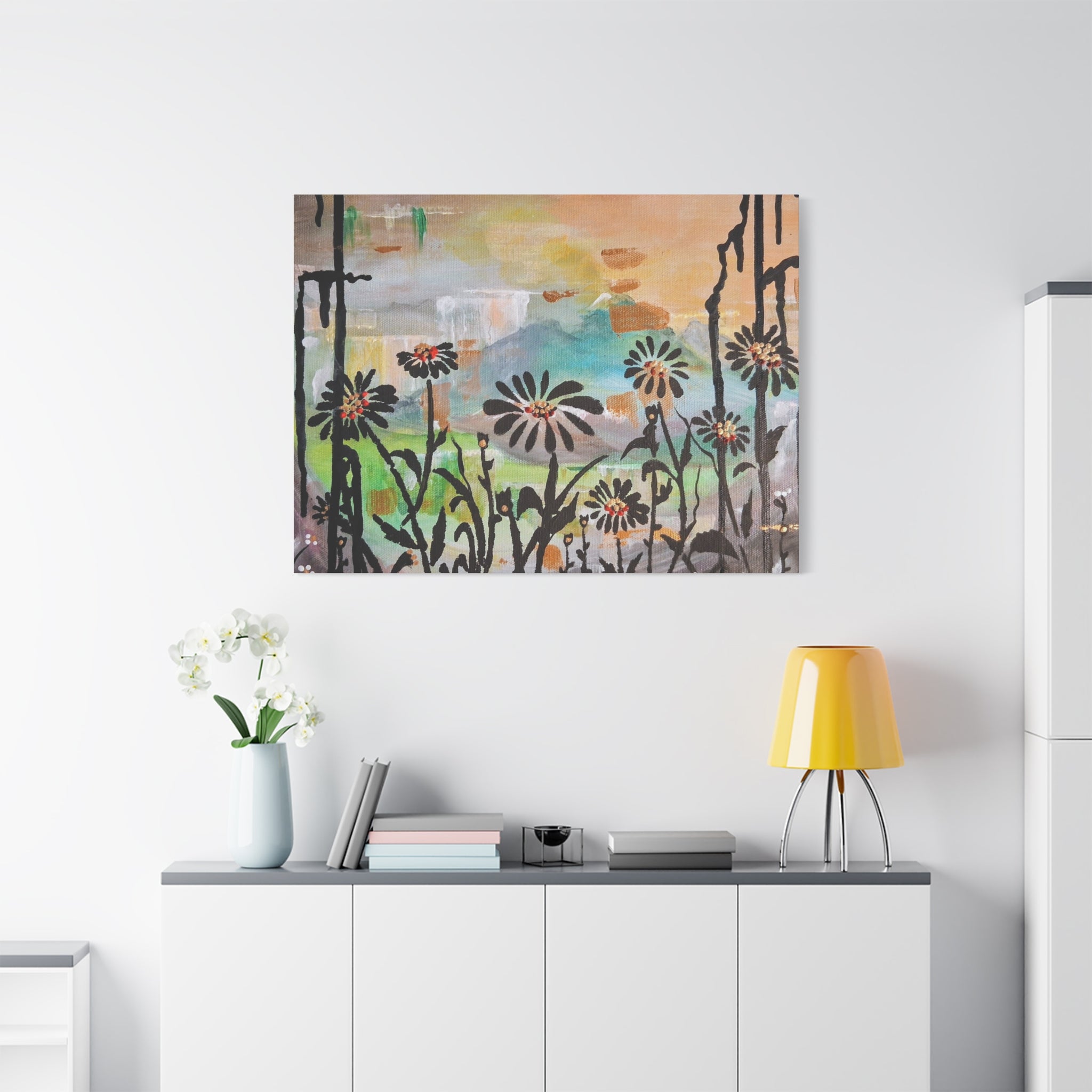 GUARDIANS OF THE WIND - Daisy Meadow Abstract Matte Canvas Wall Art