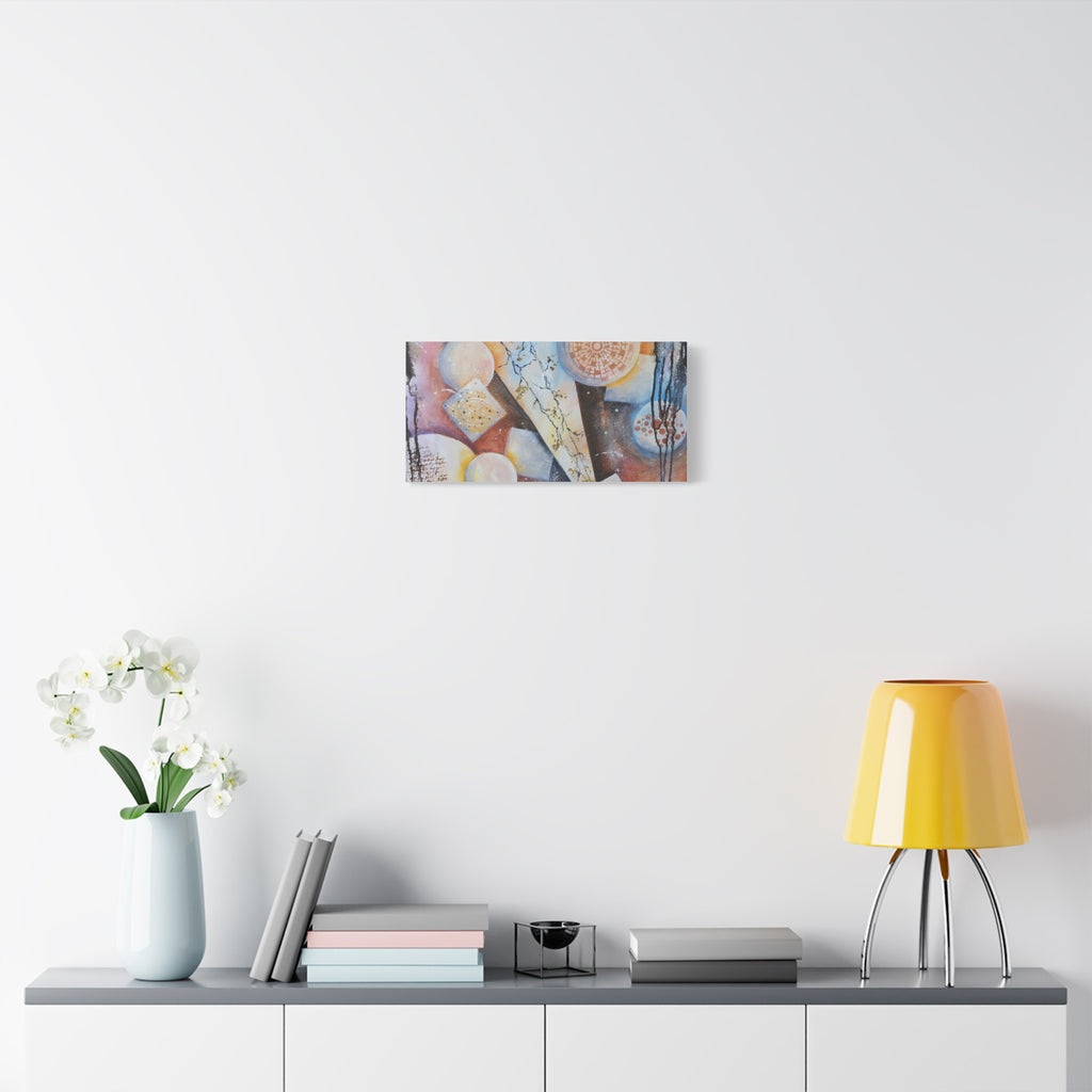 GOLDEN CARTOGRAPHY OF THE FIRE MERIDIAN - Abstract Geometric Canvas Art – Modern Stretched Matte Wall Decor