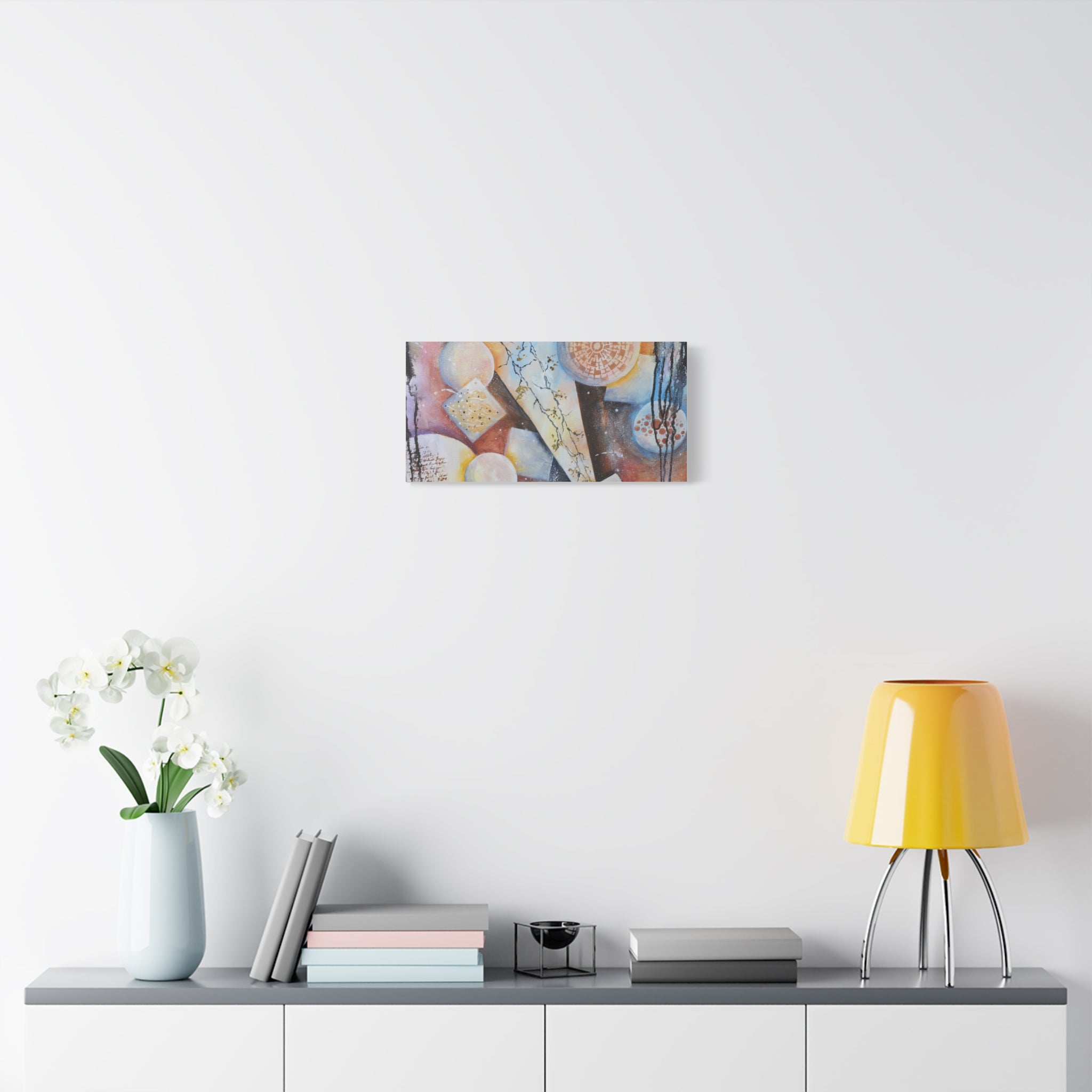 GOLDEN CARTOGRAPHY OF THE FIRE MERIDIAN - Abstract Geometric Canvas Art – Modern Stretched Matte Wall Decor