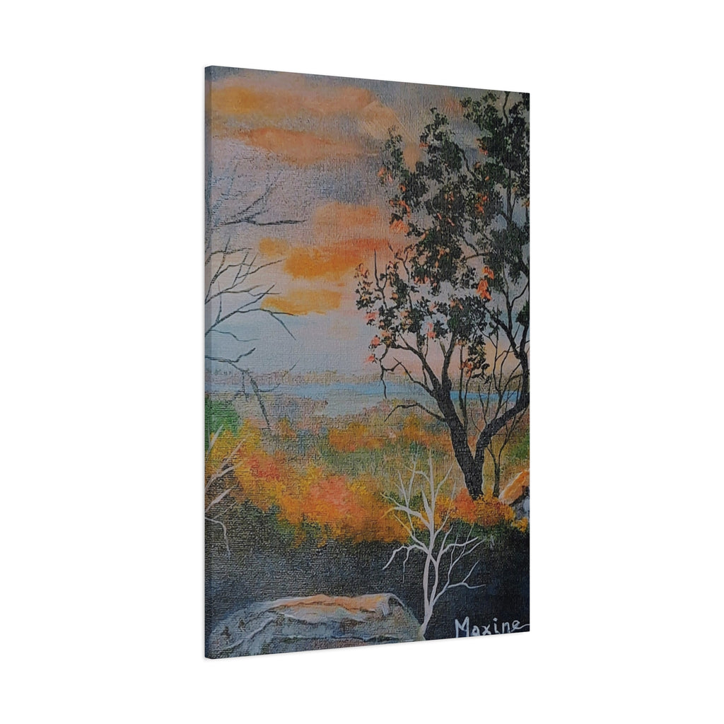 EVENING NEAR THE HUDSON RIVER - Sunset Landscape Canvas Print — Seaside Tree Matte Stretched Wall Art