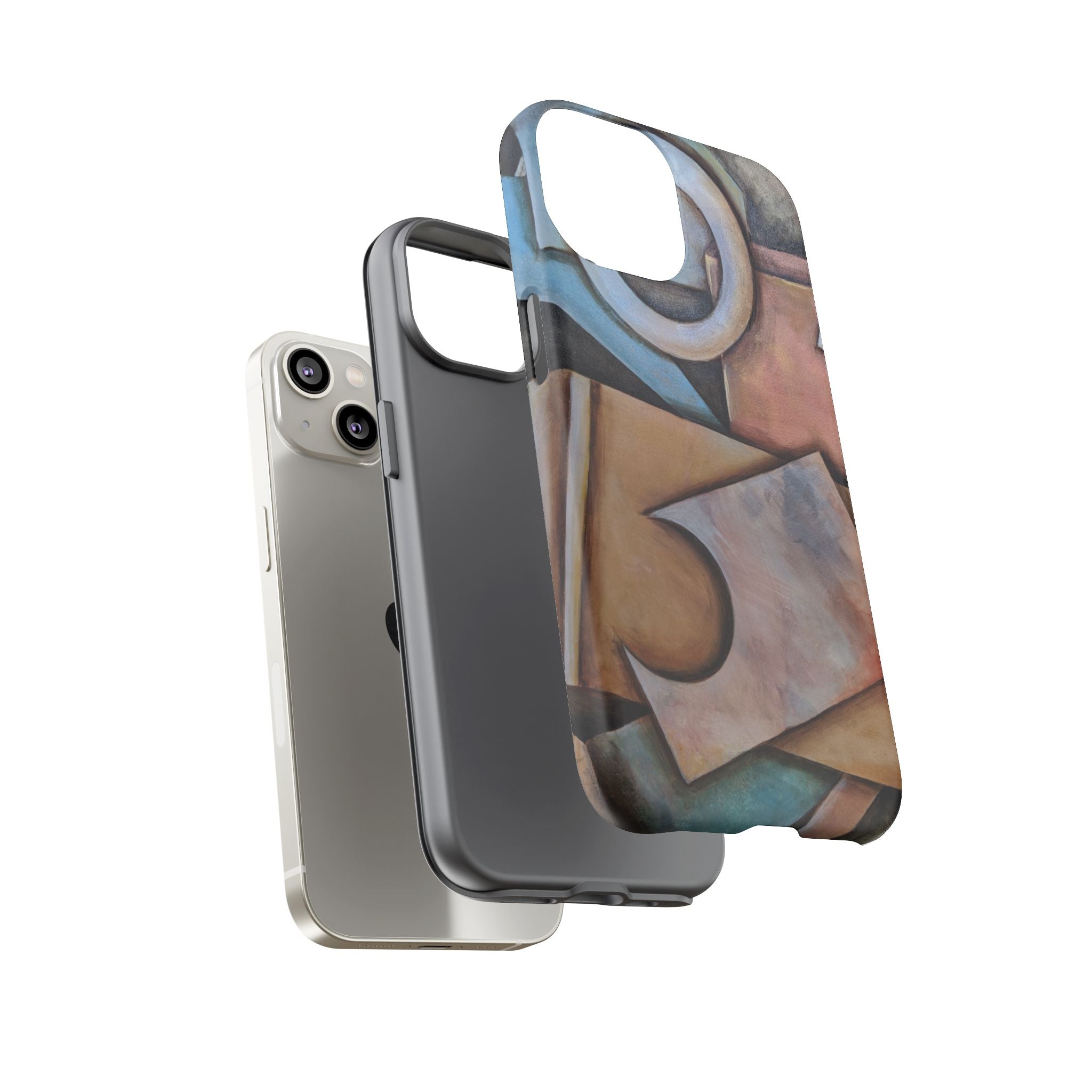 Abstract Geometric Tough Phone Case – Modern Cubist Art Protection