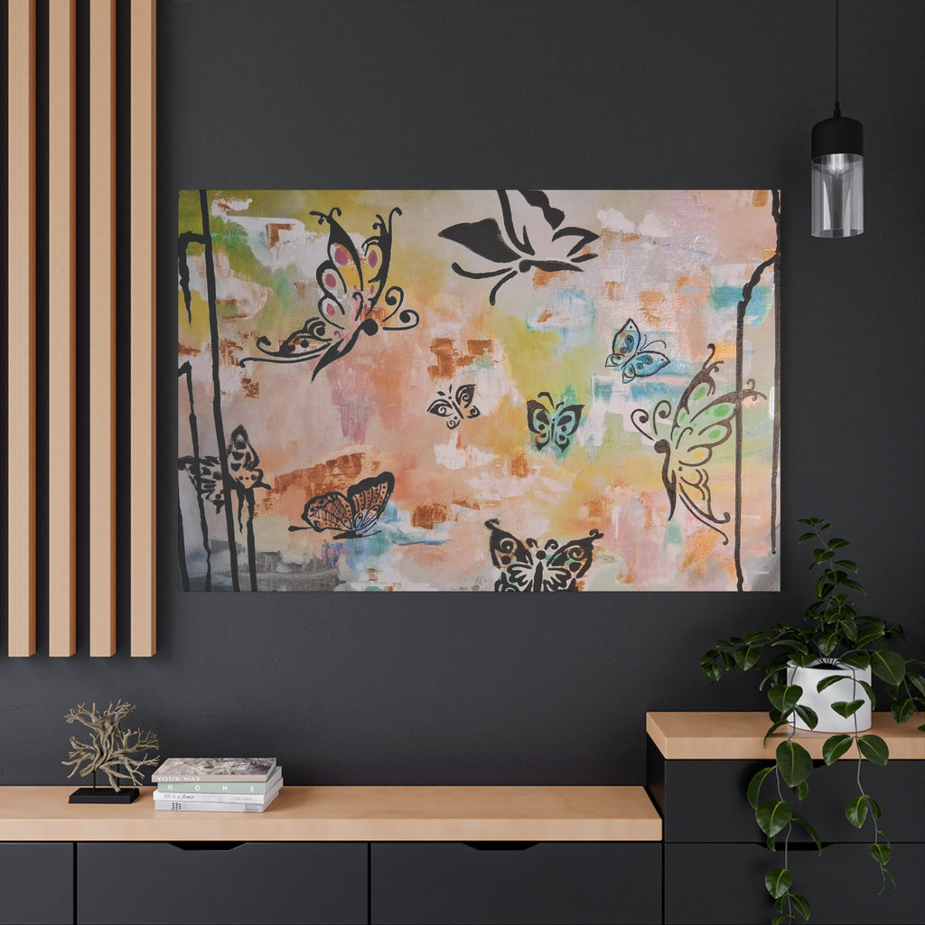 GUARDIANS OF THE FLOWERS - Butterfly Abstract Matte Canvas Wall Art – Stretched 1.25"Deep