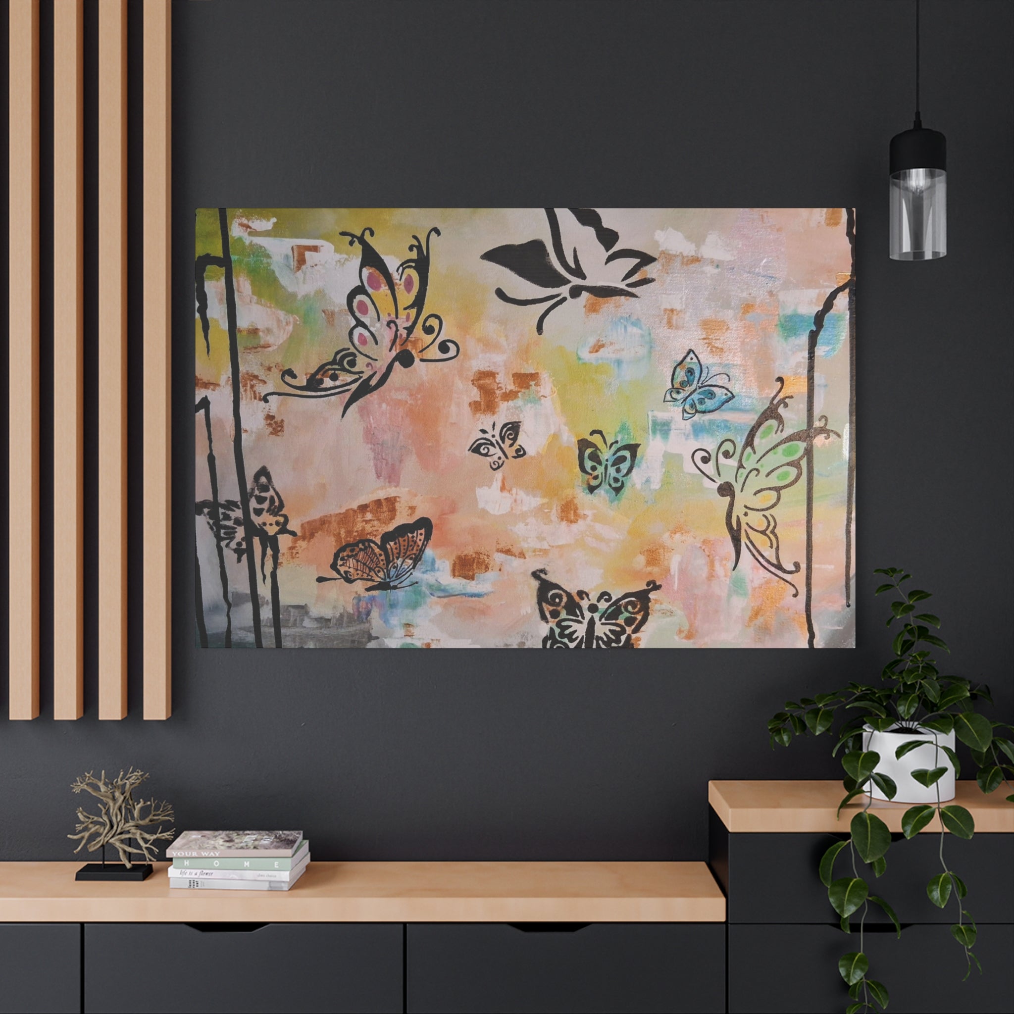 GUARDIANS OF THE FLOWERS - Butterfly Abstract Matte Canvas Wall Art – Stretched 1.25"Deep