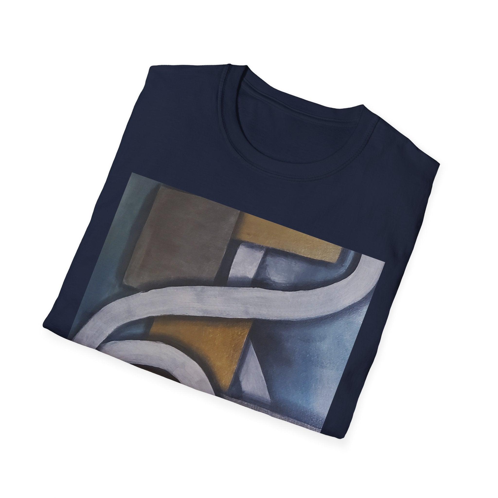METALIC BLOCKS - Abstract Geometric Art T-Shirt — Modern Neutral Palette Design