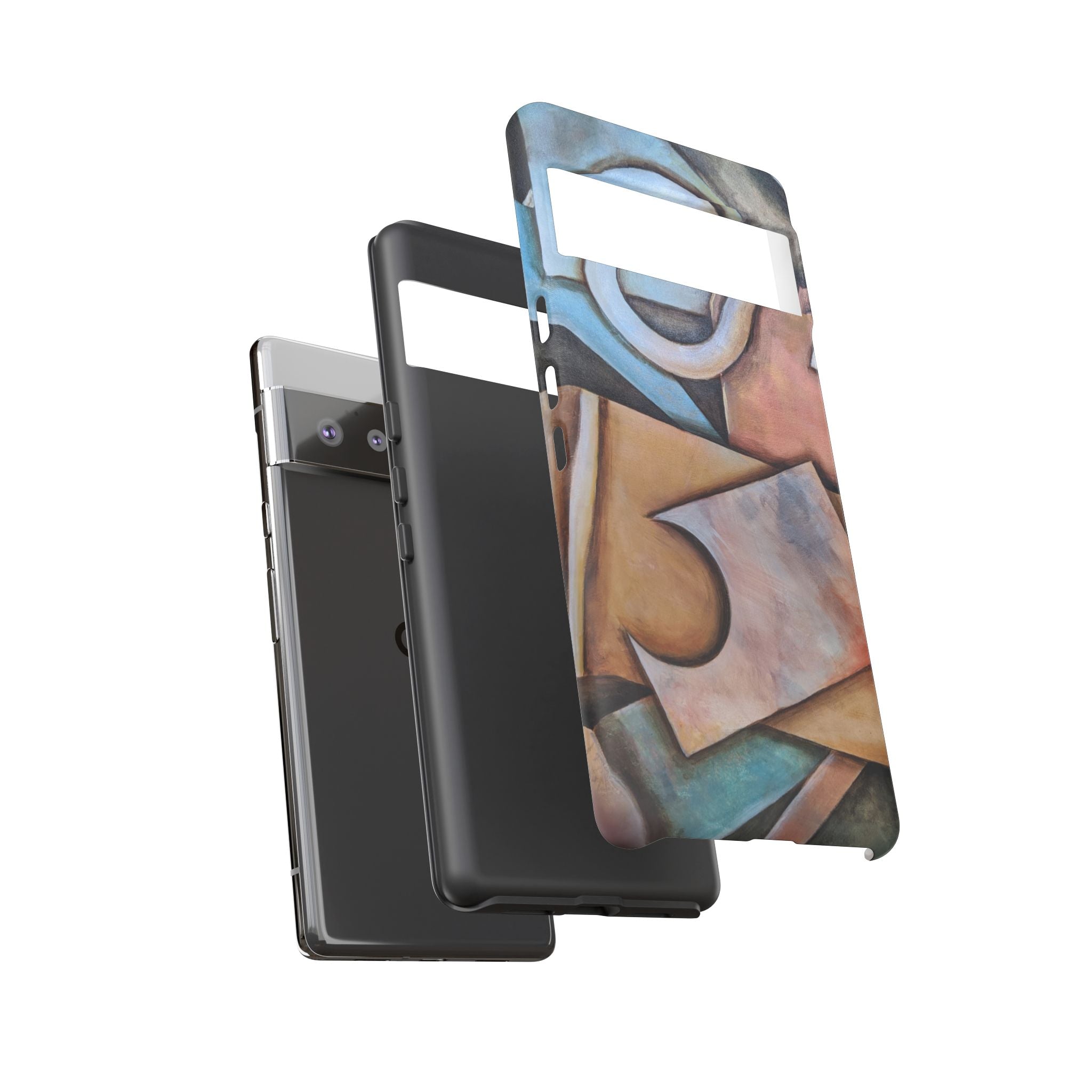Abstract Geometric Tough Phone Case – Modern Cubist Art Protection