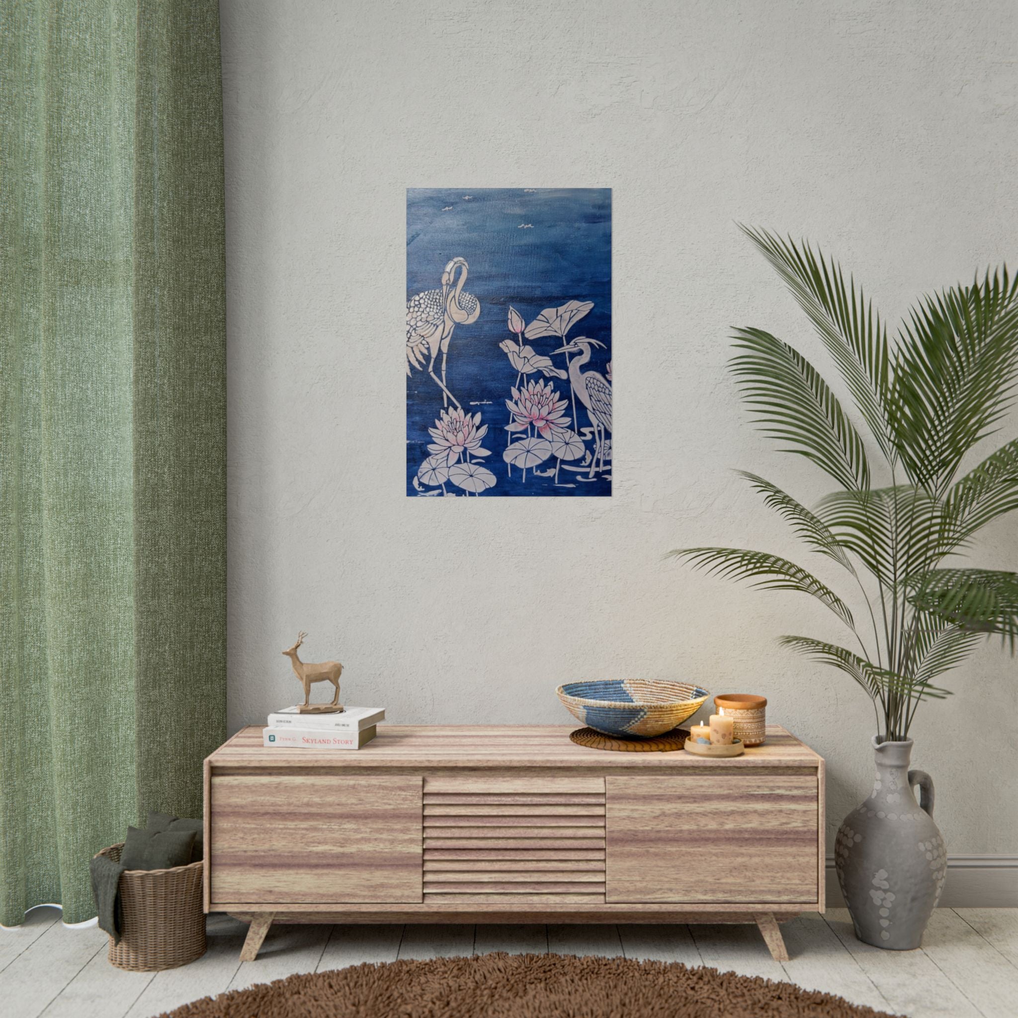 WATER LILLY SONOTA - Lotus & Heron Botanical Poster
