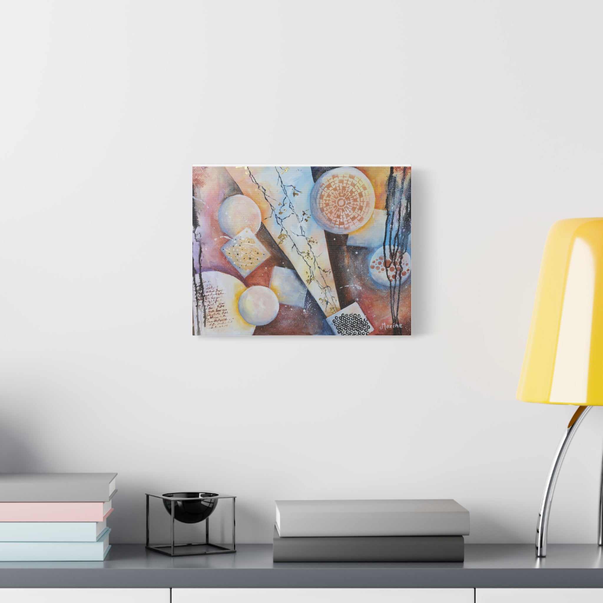 GOLDEN CARTOGRAPHY OF THE FIRE MERIDIAN - Abstract Geometric Canvas Art – Modern Stretched Matte Wall Decor
