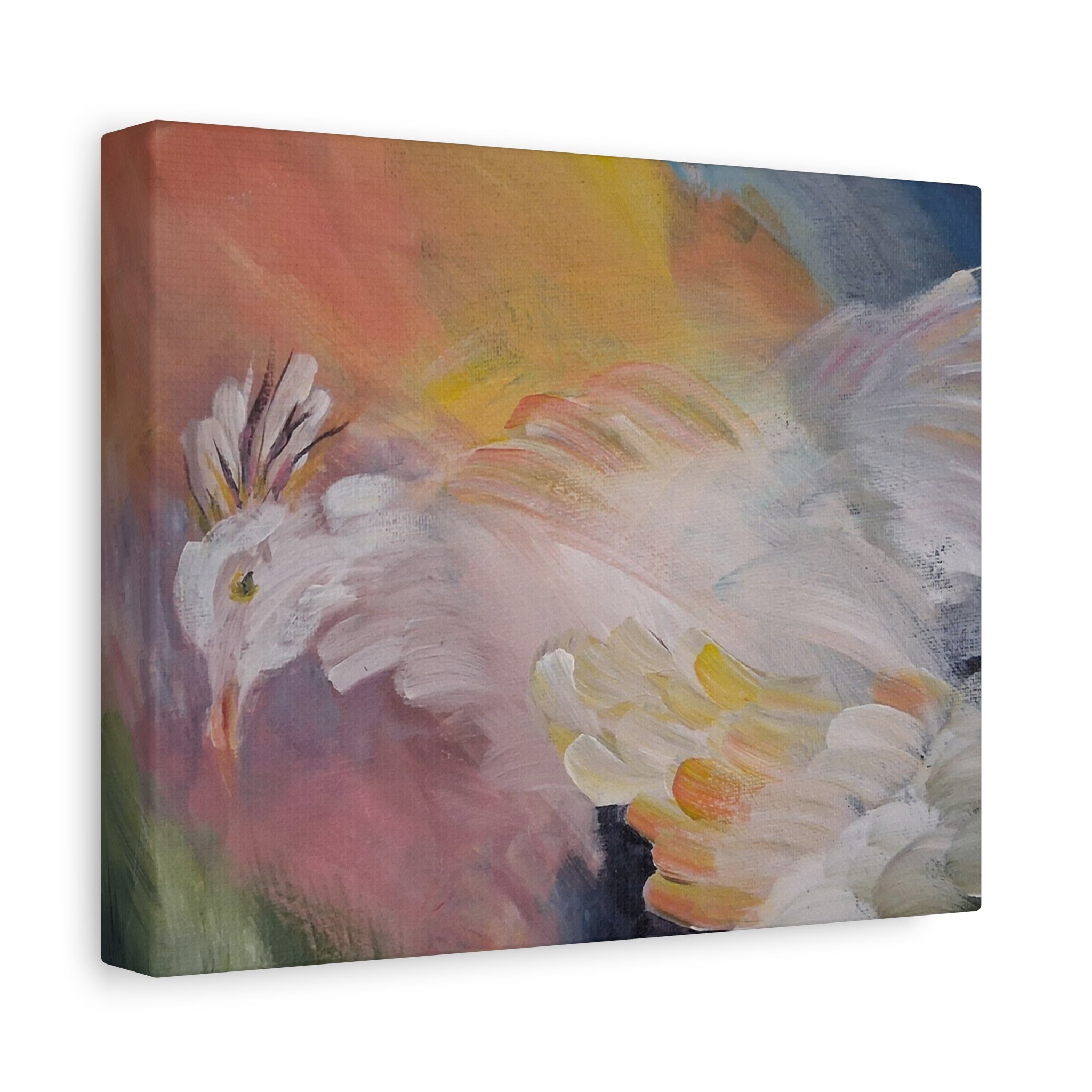 RISE OF THE RADIENT HEN - Art Canvas Print — Soft Pastel Bird Wall Art, Matte Stretched 1.25"