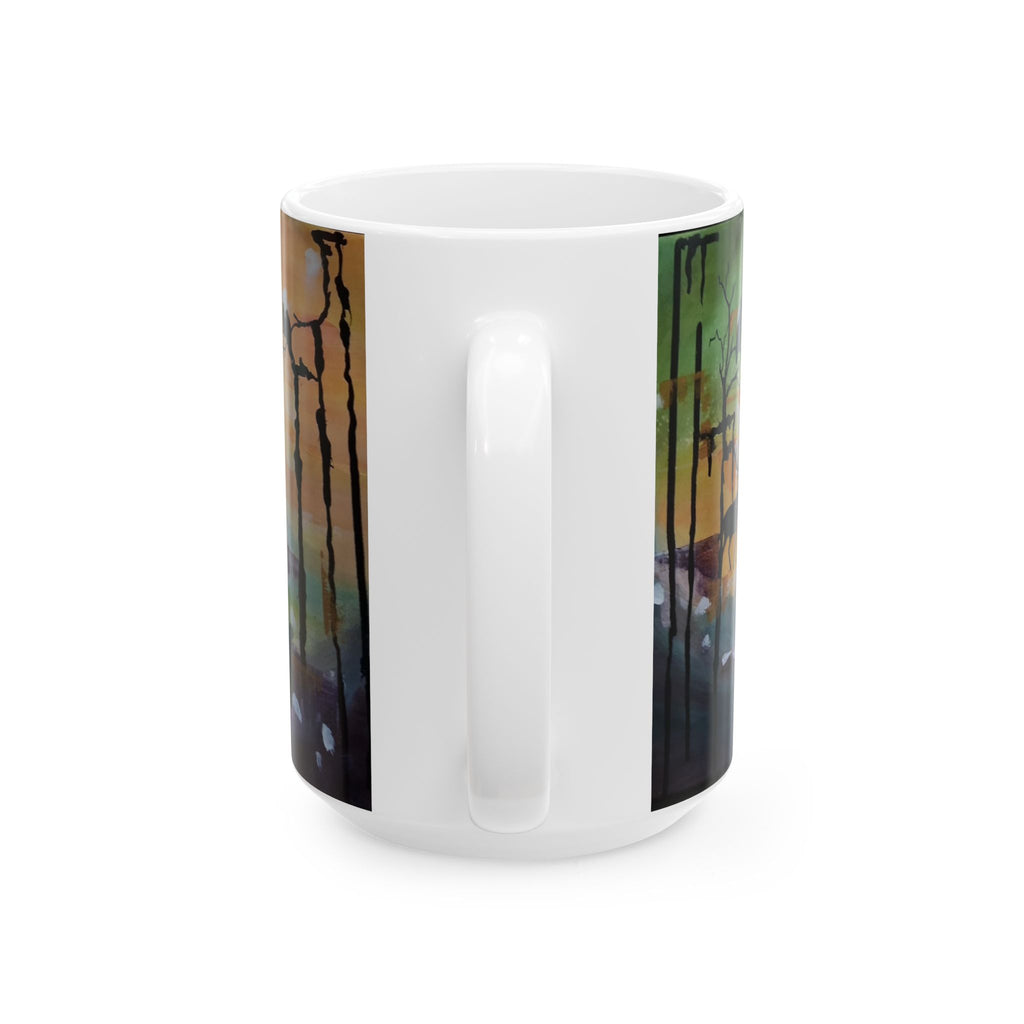 GUARDIANS OF THE FOREST - Wildlife Silhouette Ceramic Mug — Scenic Bear, Wolf & Bird Coffee Cup (11oz/15oz)