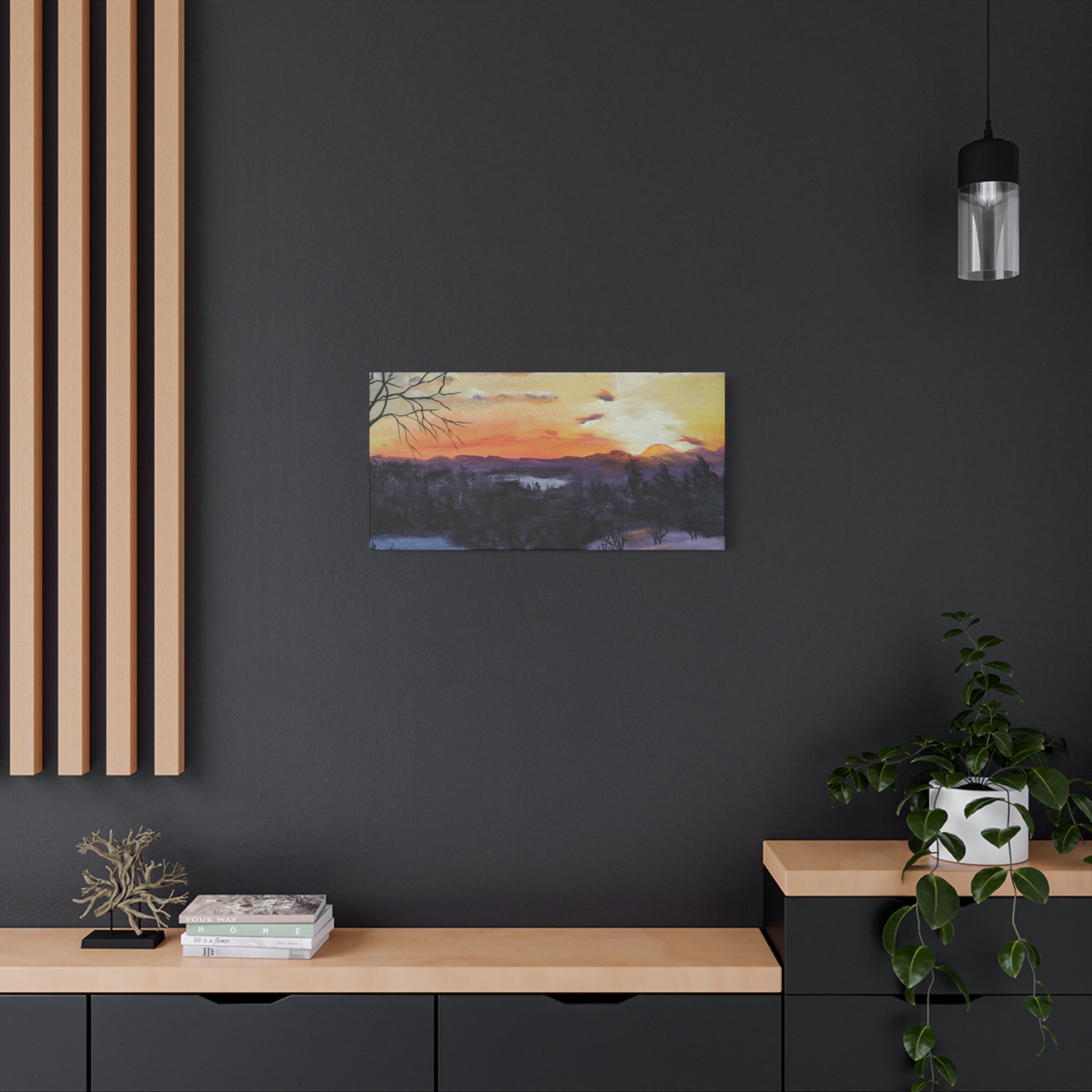 EVENING IN THE SHANDOAH VALLY - Sunset Winter Landscape Canvas Print — Matte Stretched Wall Art