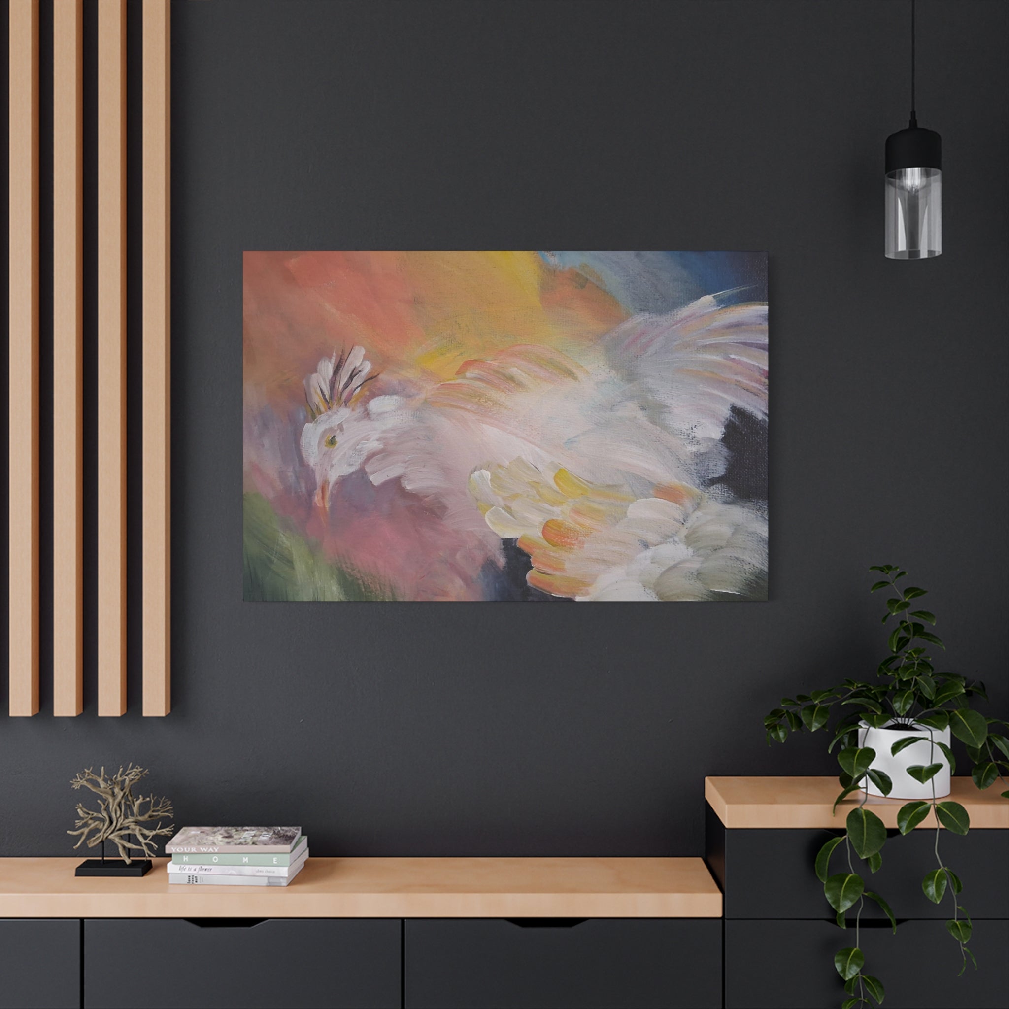 RISE OF THE RADIENT HEN - Art Canvas Print — Soft Pastel Bird Wall Art, Matte Stretched 1.25"