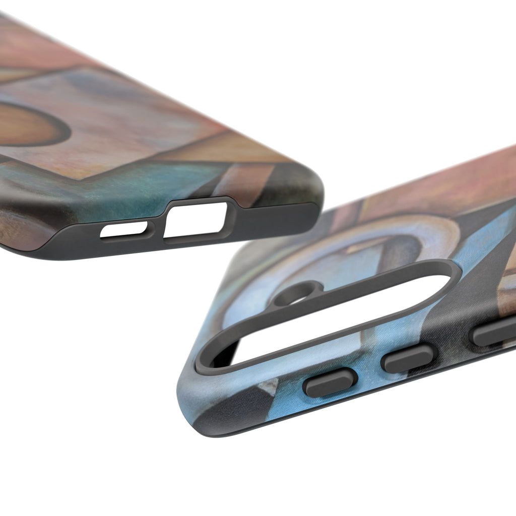 Abstract Geometric Tough Phone Case – Modern Cubist Art Protection