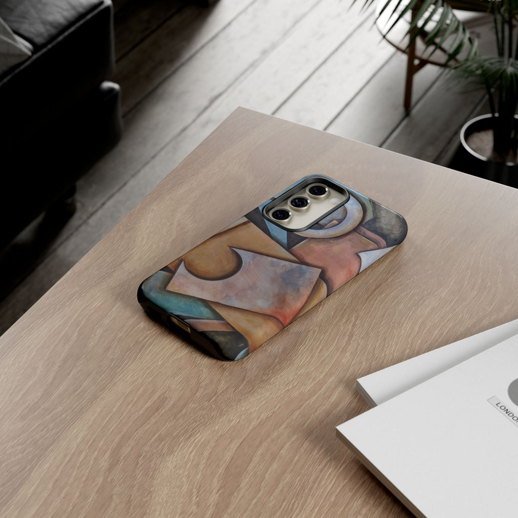 Abstract Geometric Tough Phone Case – Modern Cubist Art Protection