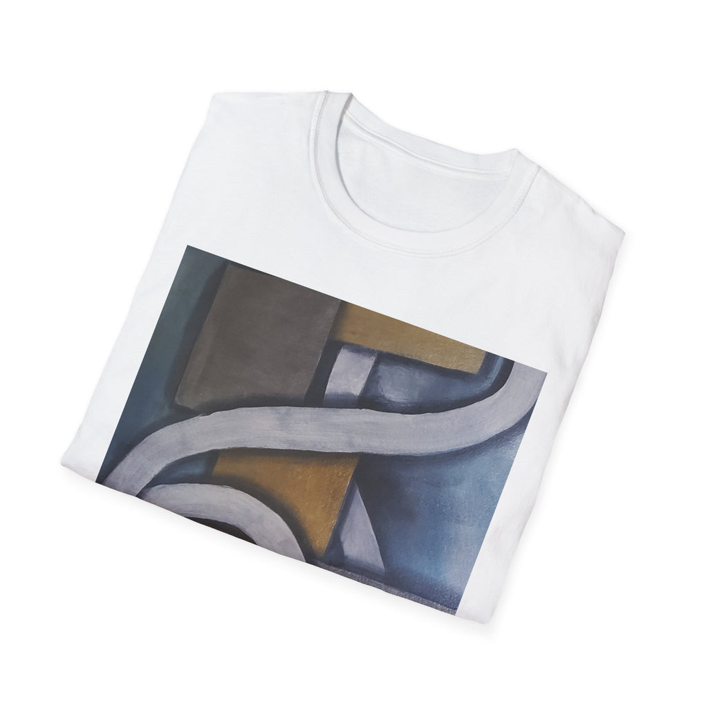 METALIC BLOCKS - Abstract Geometric Art T-Shirt — Modern Neutral Palette Design