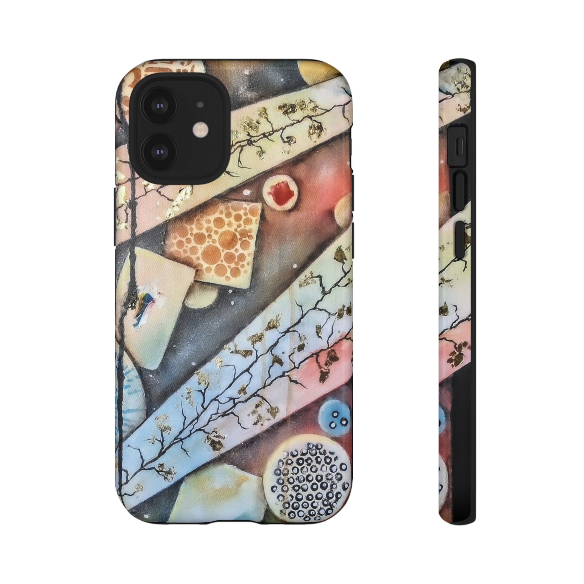 GOLDEN CARTOGRAPHY OF THE UNSEEN - Artistic Botanical Phone Case – Watercolor Nature Pattern Tough Case