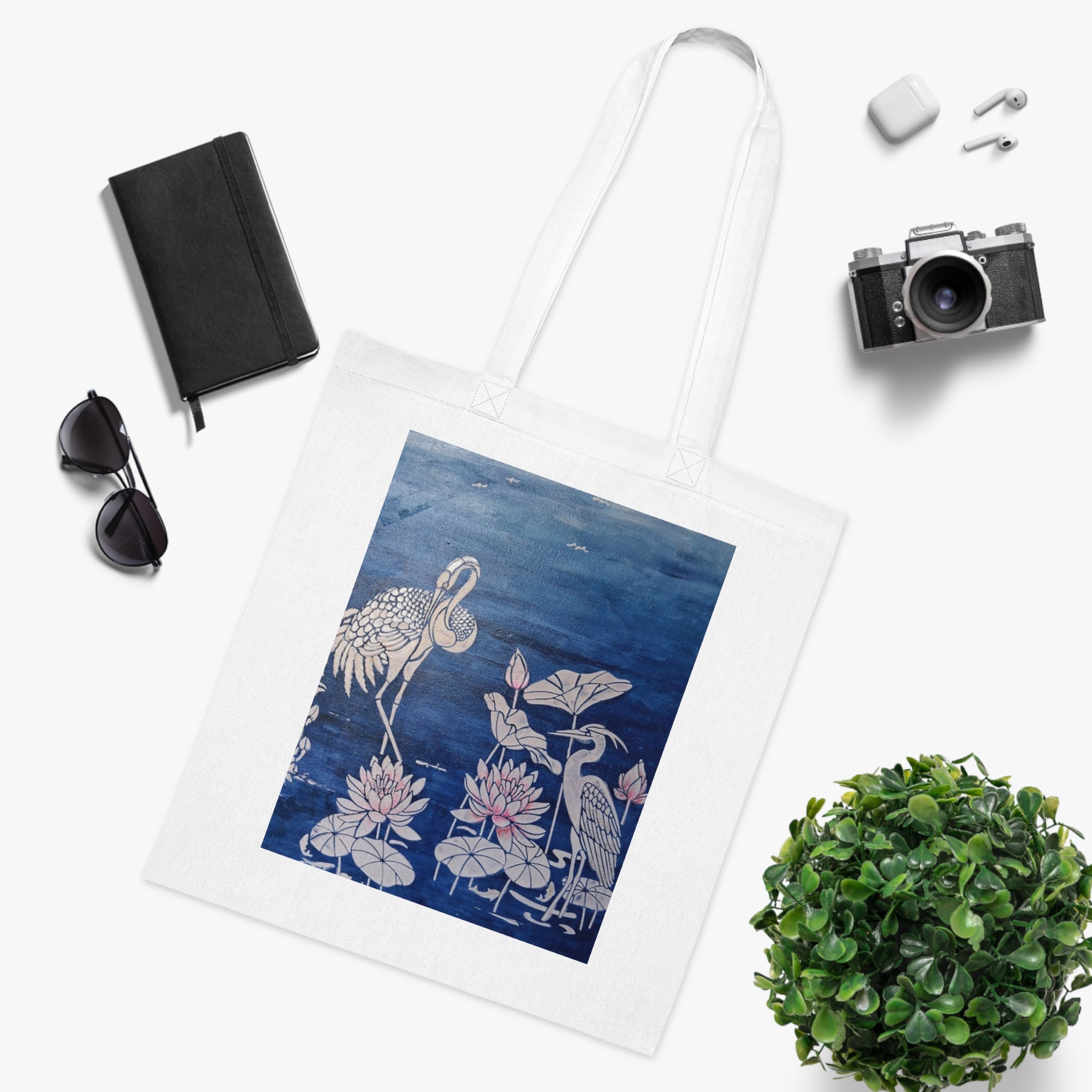 Floral Crane Tote