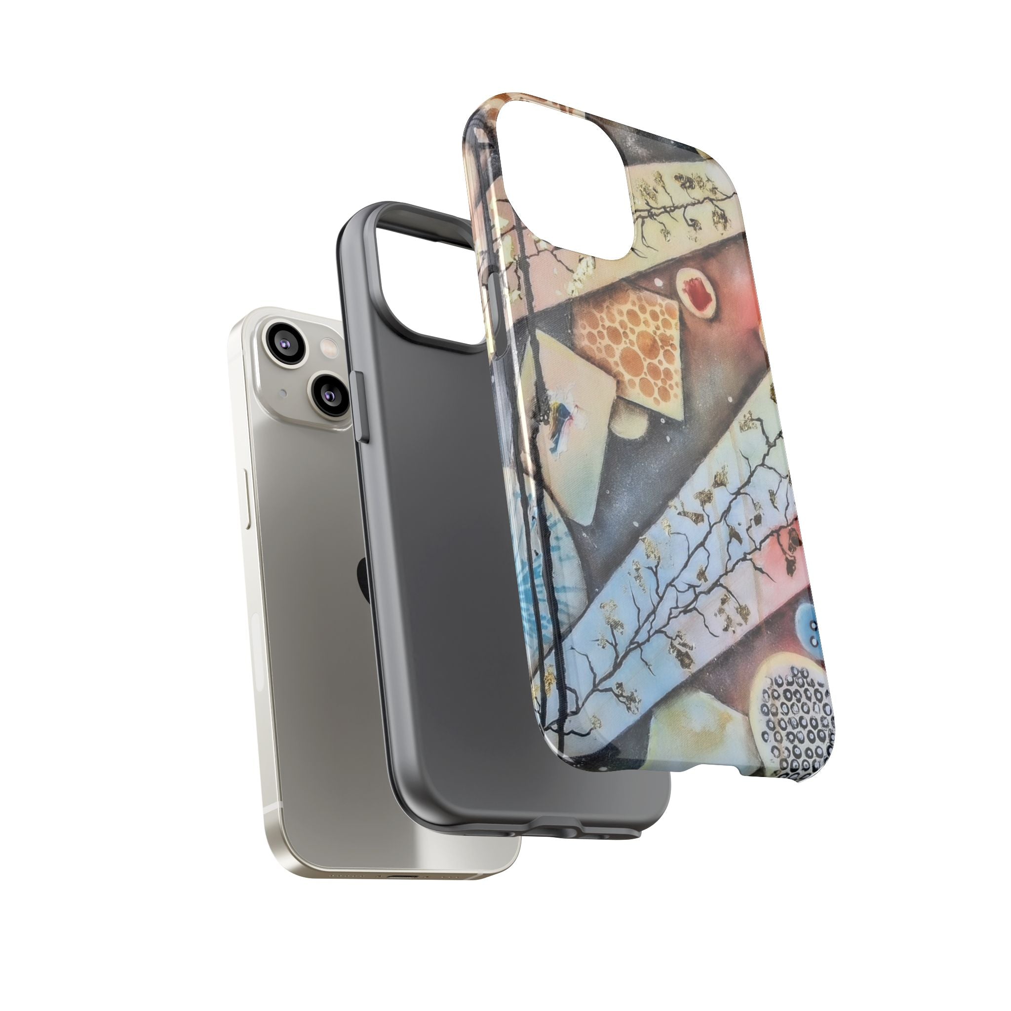 GOLDEN CARTOGRAPHY OF THE UNSEEN - Artistic Botanical Phone Case – Watercolor Nature Pattern Tough Case