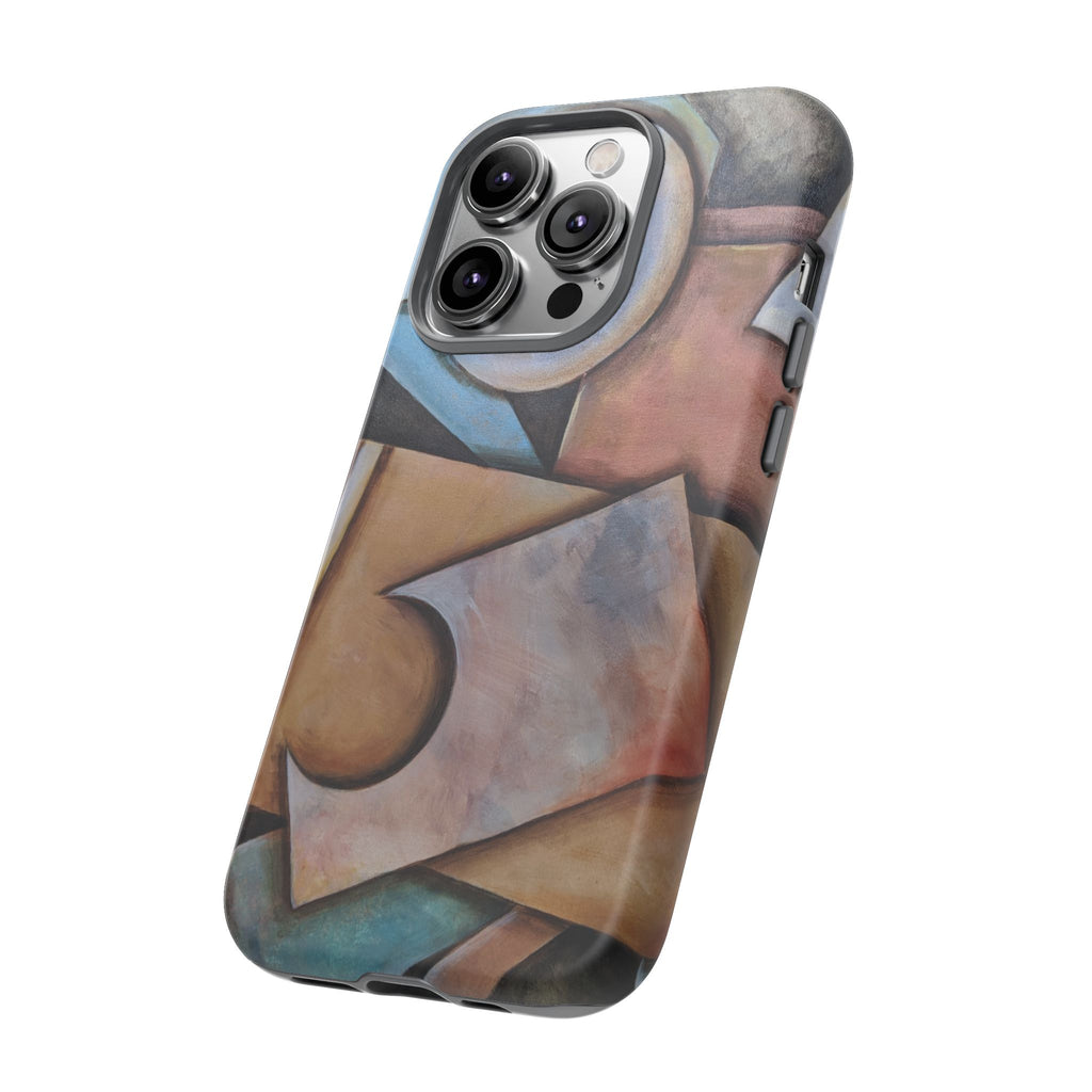Abstract Geometric Tough Phone Case – Modern Cubist Art Protection