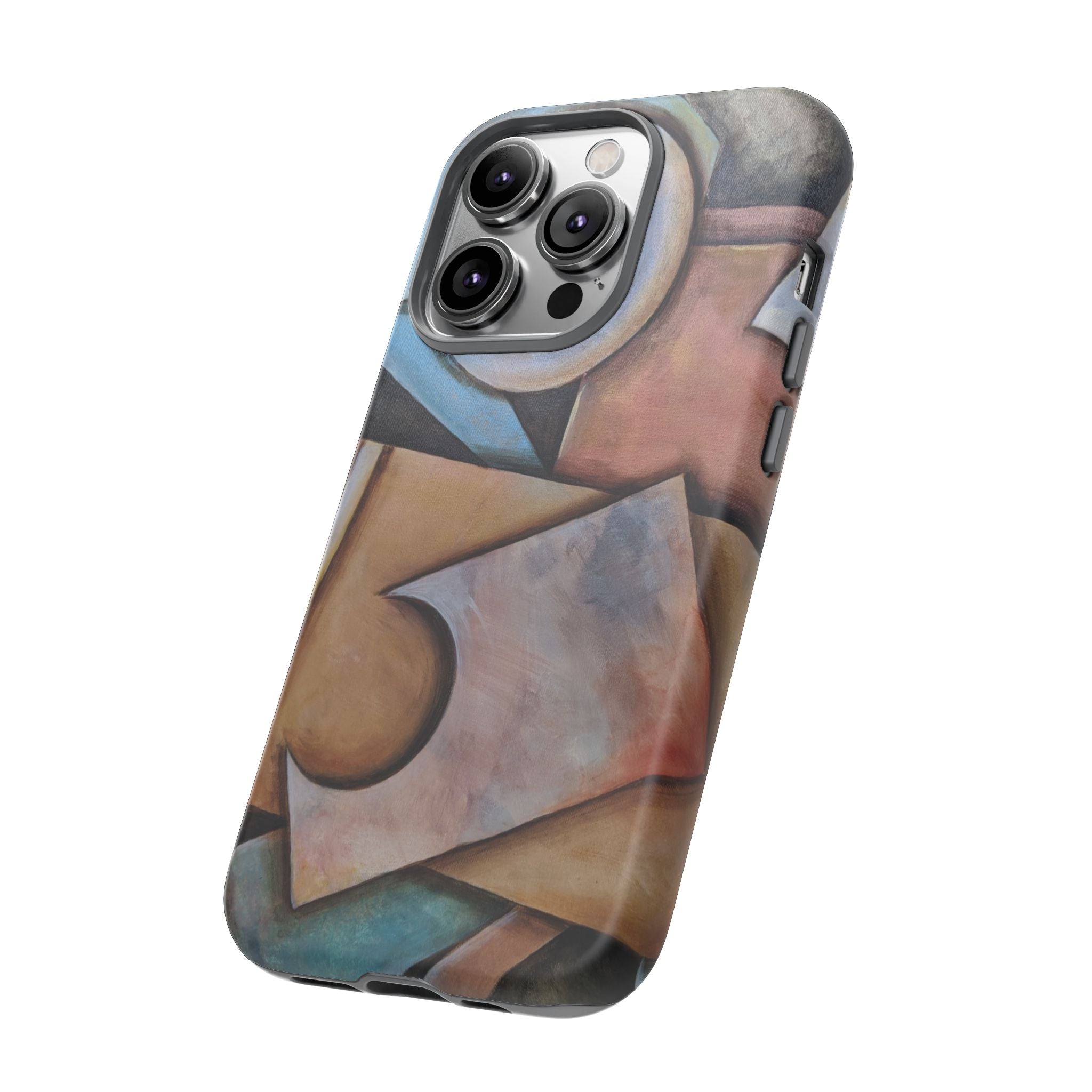 Abstract Geometric Tough Phone Case – Modern Cubist Art Protection