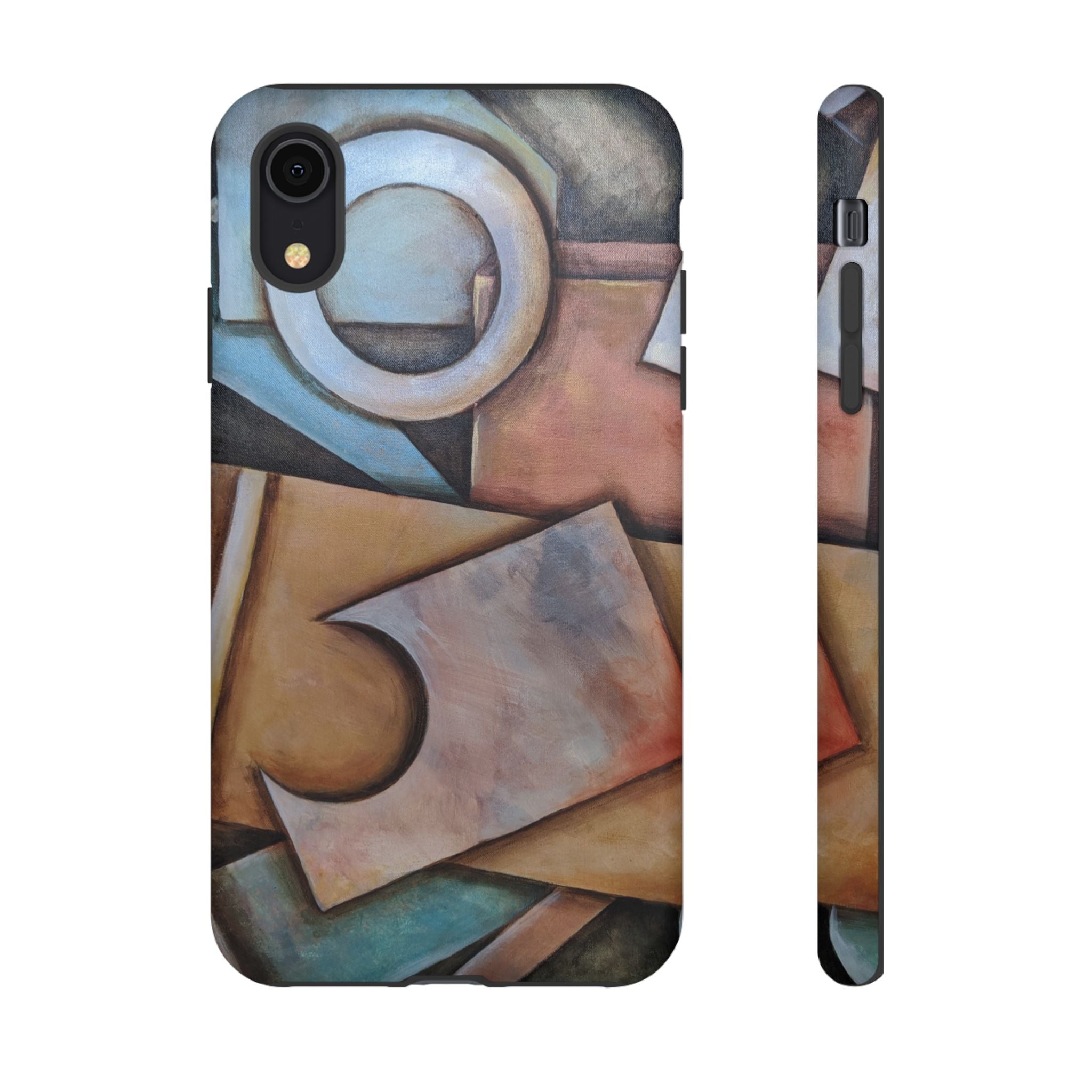 Abstract Geometric Tough Phone Case – Modern Cubist Art Protection
