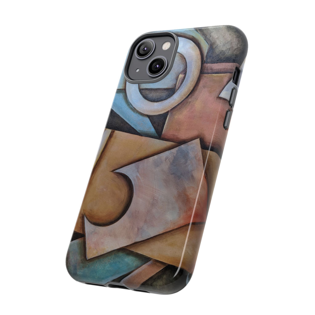 Abstract Geometric Tough Phone Case – Modern Cubist Art Protection