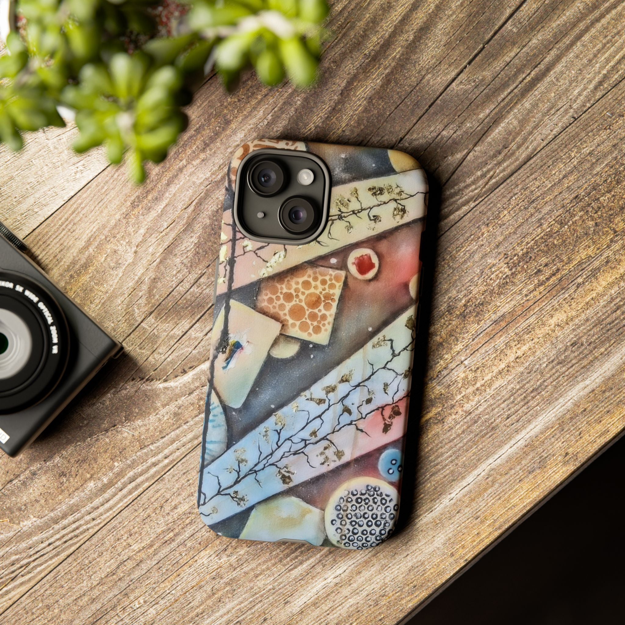 GOLDEN CARTOGRAPHY OF THE UNSEEN - Artistic Botanical Phone Case – Watercolor Nature Pattern Tough Case