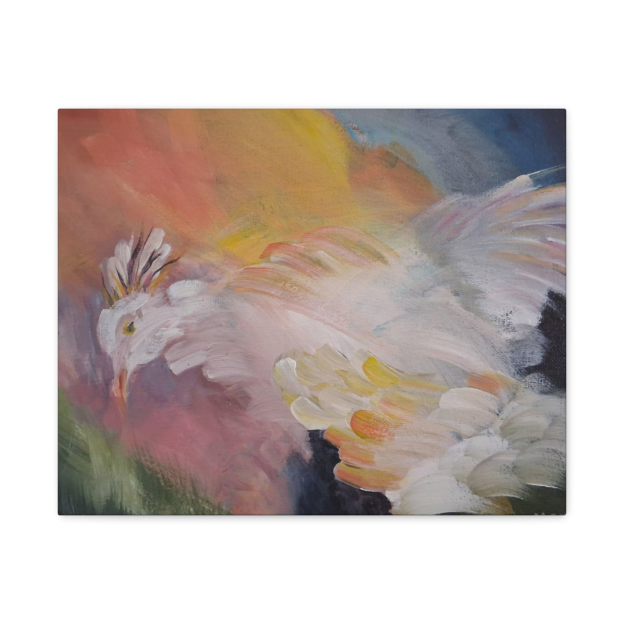 RISE OF THE RADIENT HEN - Art Canvas Print — Soft Pastel Bird Wall Art, Matte Stretched 1.25"