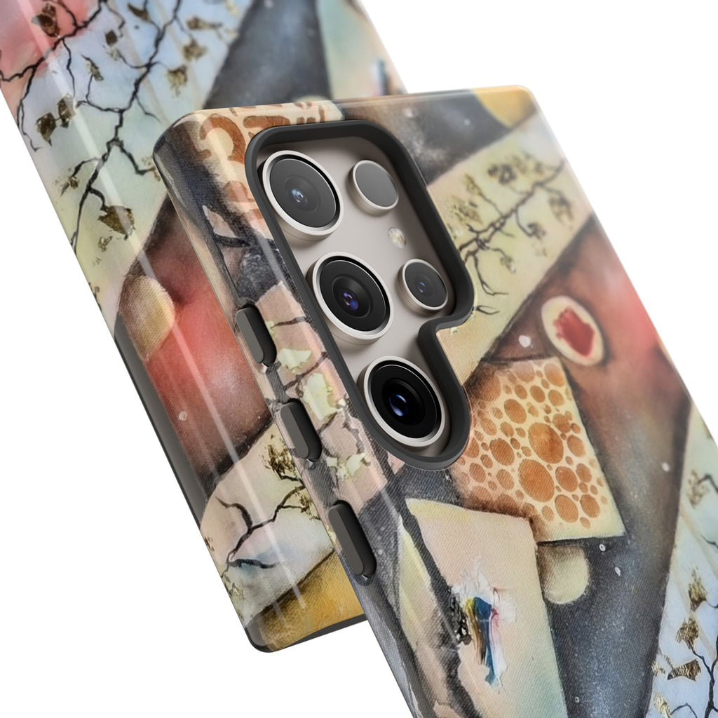 GOLDEN CARTOGRAPHY OF THE UNSEEN - Artistic Botanical Phone Case – Watercolor Nature Pattern Tough Case