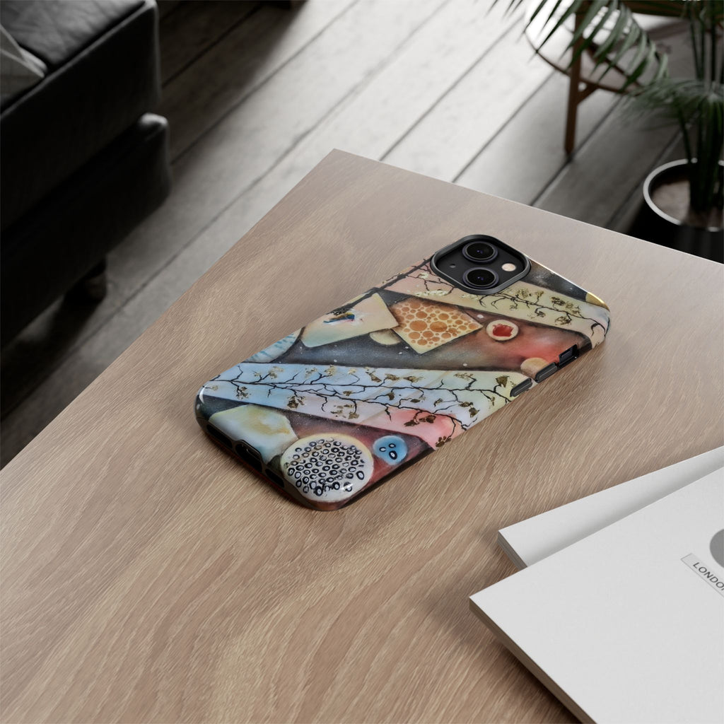 GOLDEN CARTOGRAPHY OF THE UNSEEN - Artistic Botanical Phone Case – Watercolor Nature Pattern Tough Case