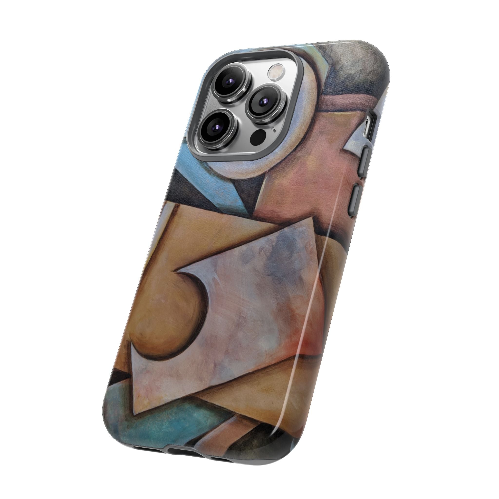 Abstract Geometric Tough Phone Case – Modern Cubist Art Protection