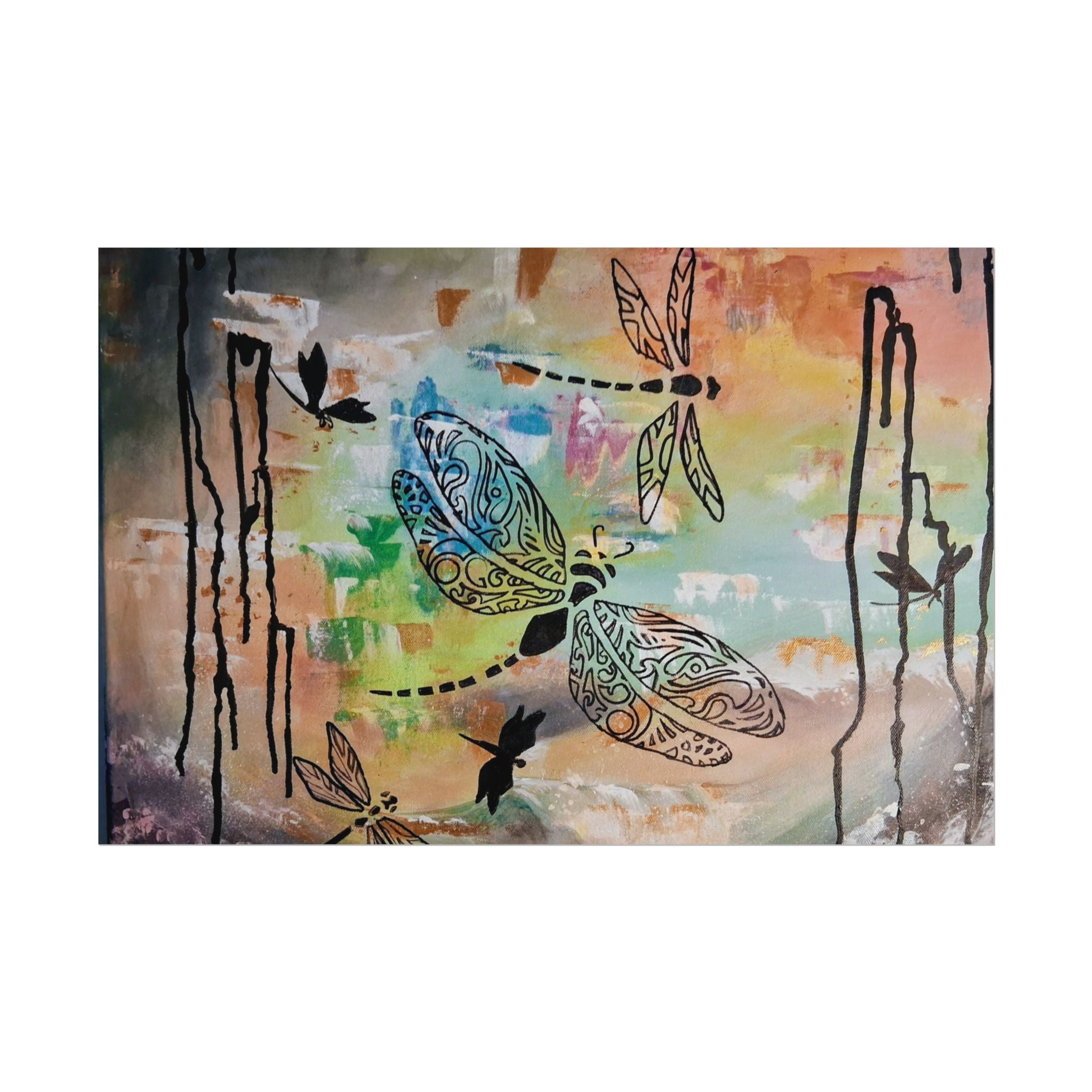 GUARDIANS OF THE LAND - Dragonfly Art Poster — Textured Matte Wall Print