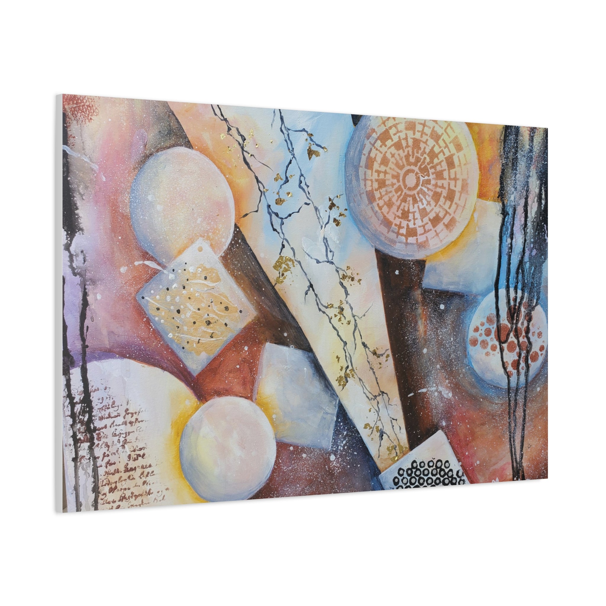GOLDEN CARTOGRAPHY OF THE FIRE MERIDIAN - Abstract Geometric Canvas Art – Modern Stretched Matte Wall Decor