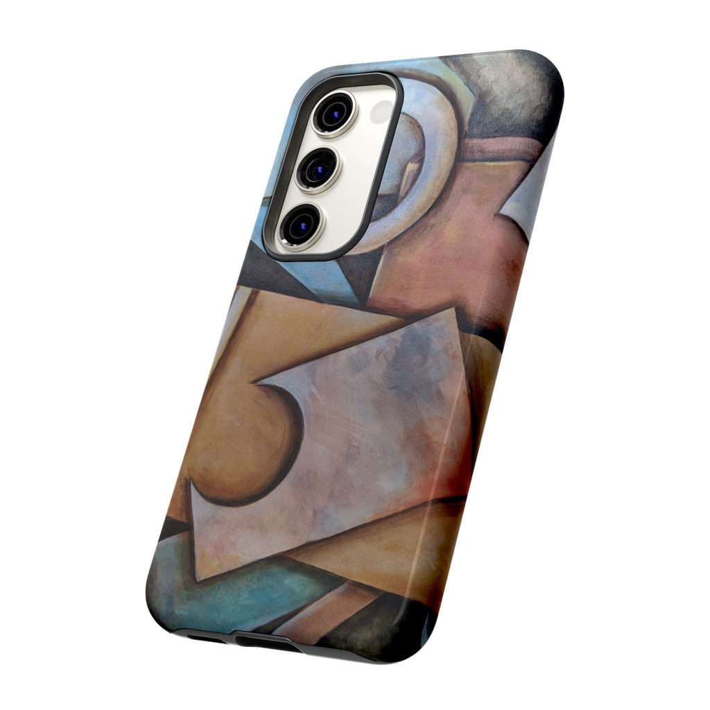 Abstract Geometric Tough Phone Case – Modern Cubist Art Protection
