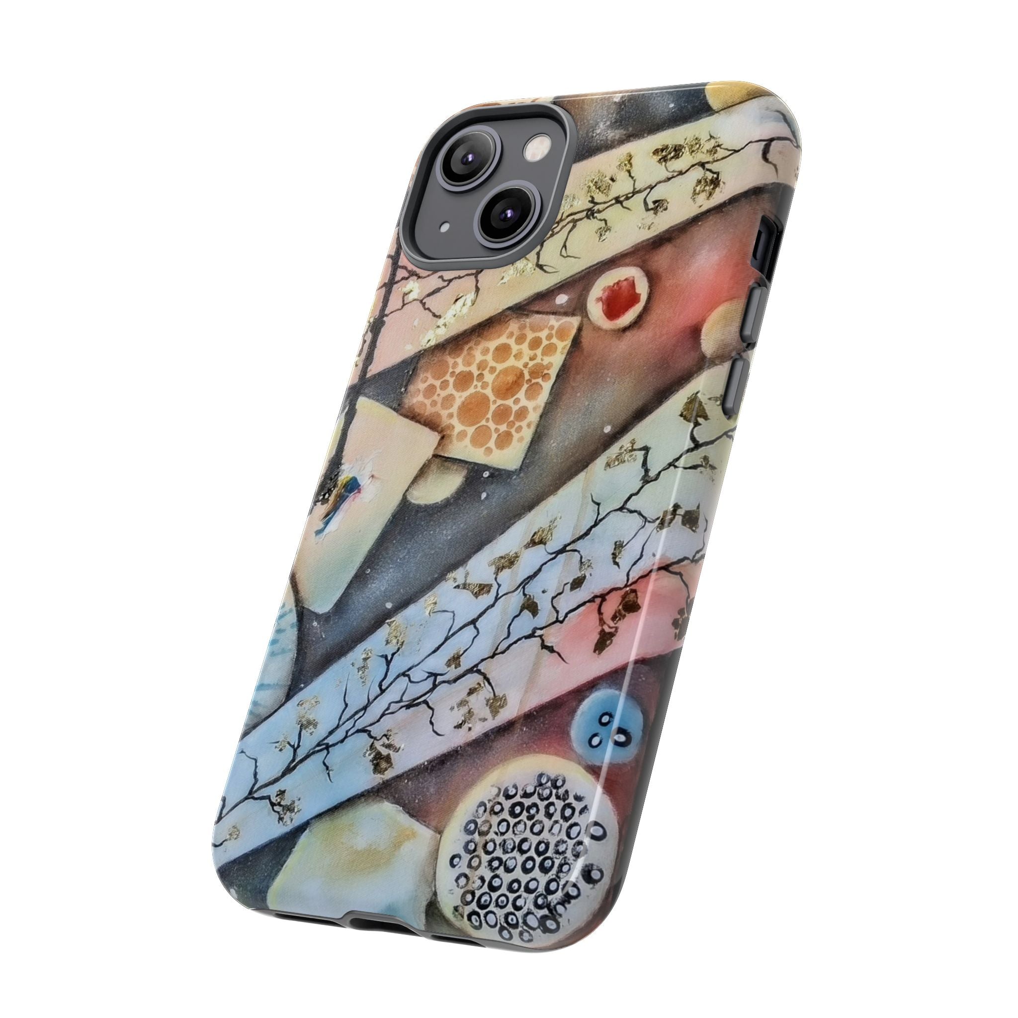 GOLDEN CARTOGRAPHY OF THE UNSEEN - Artistic Botanical Phone Case – Watercolor Nature Pattern Tough Case