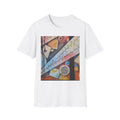 GOLDEN CARTOGRAPHY II DRIFT OF THE BLUE REALM - Abstract Geometric Art T‑Shirt — Colorful Modern Collage Print