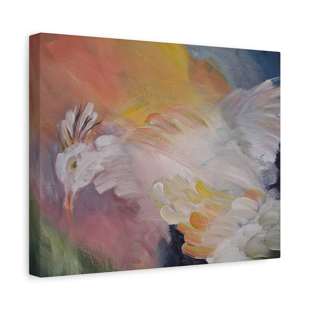 RISE OF THE RADIENT HEN - Art Canvas Print — Soft Pastel Bird Wall Art, Matte Stretched 1.25"