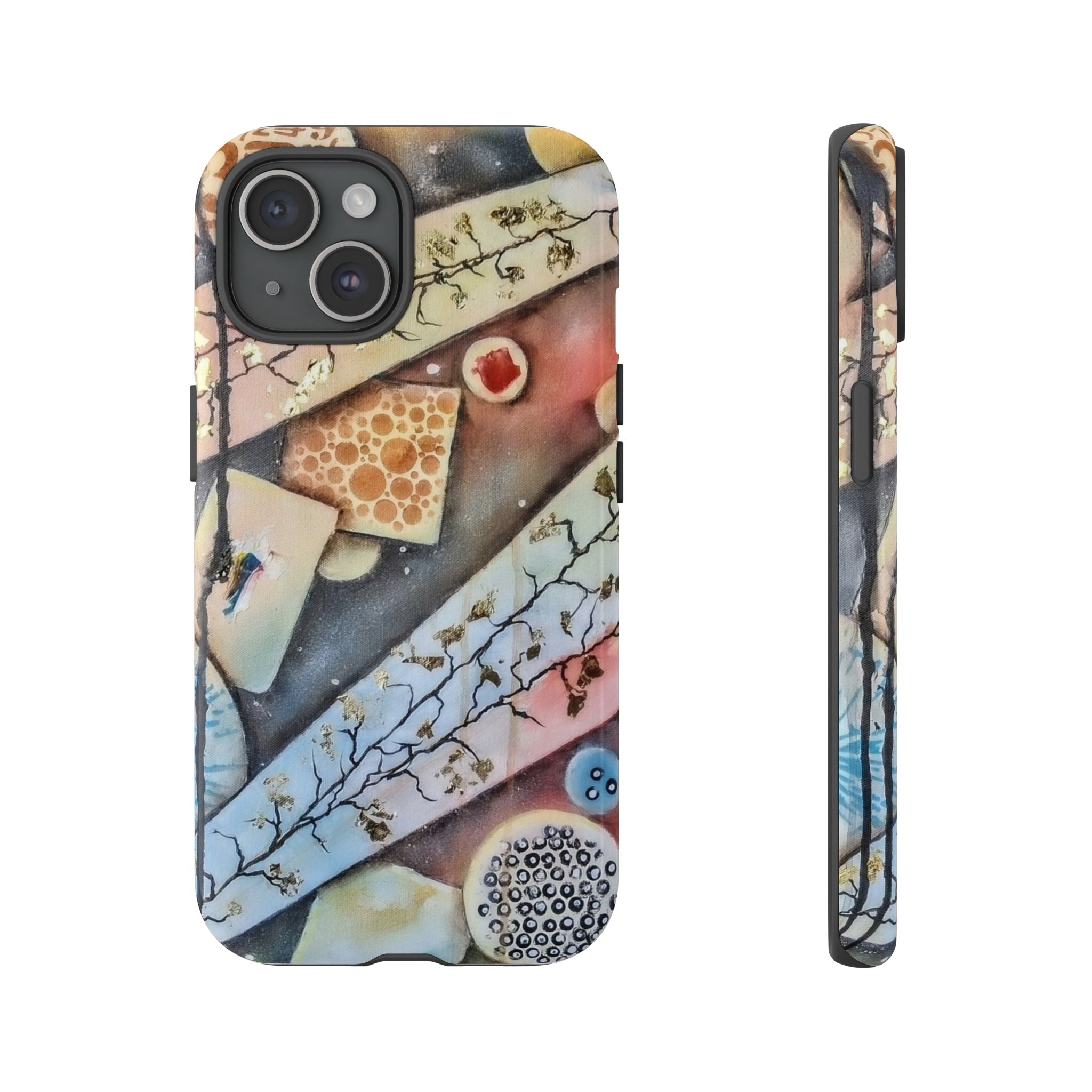 GOLDEN CARTOGRAPHY OF THE UNSEEN - Artistic Botanical Phone Case – Watercolor Nature Pattern Tough Case