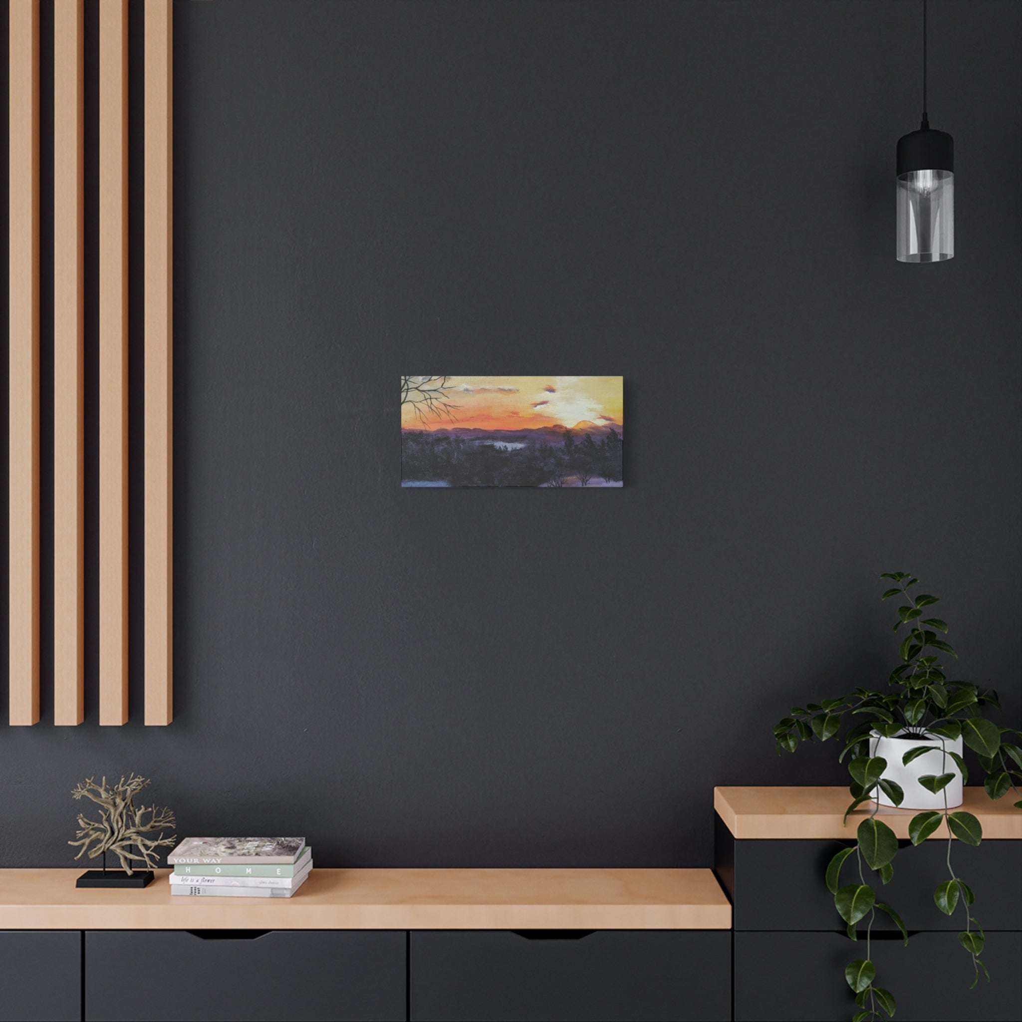 EVENING IN THE SHANDOAH VALLY - Sunset Winter Landscape Canvas Print — Matte Stretched Wall Art