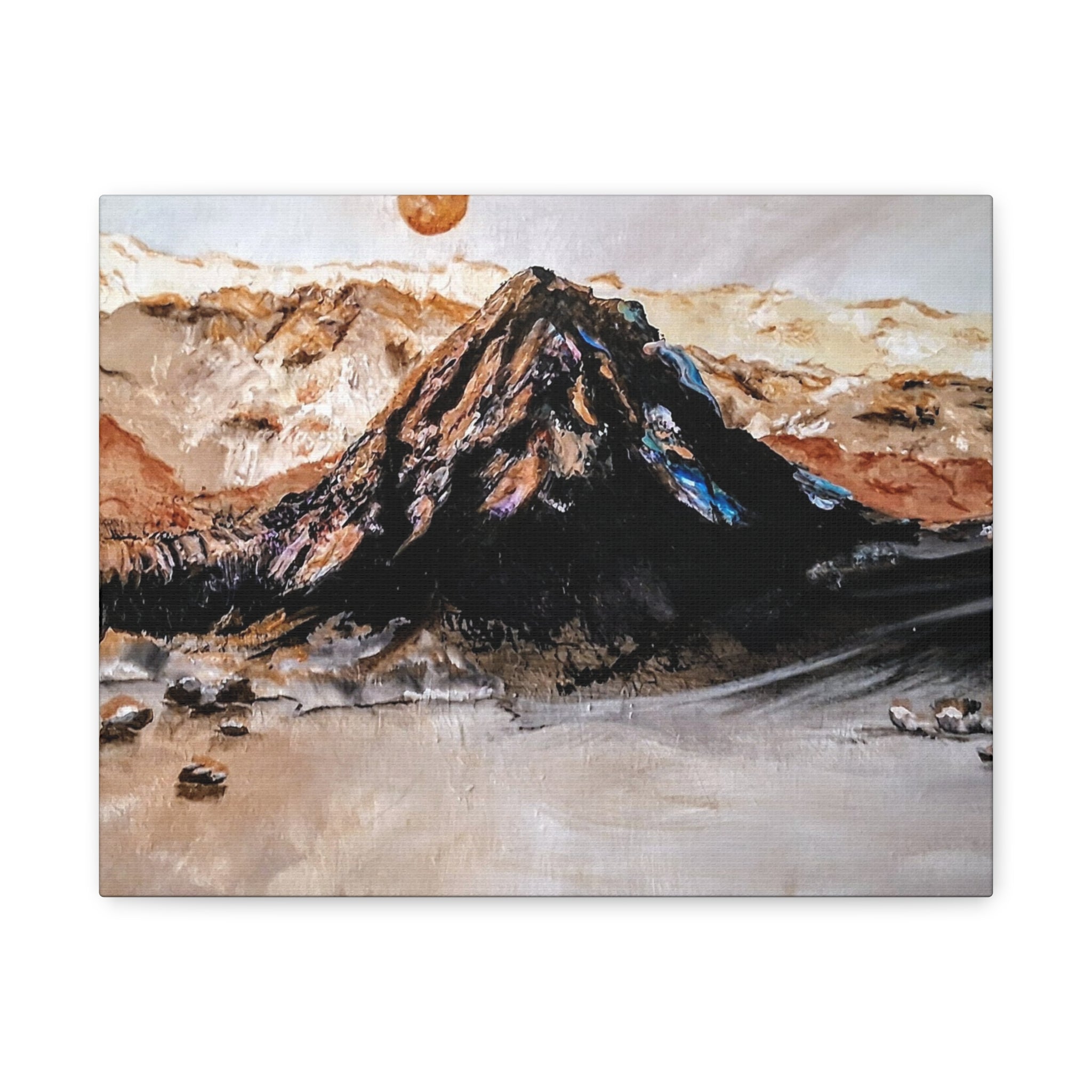MOON OVER THE MOUNTAINS - Abstract Mountain Landscape Canvas Print — Matte Stretched Wall Art