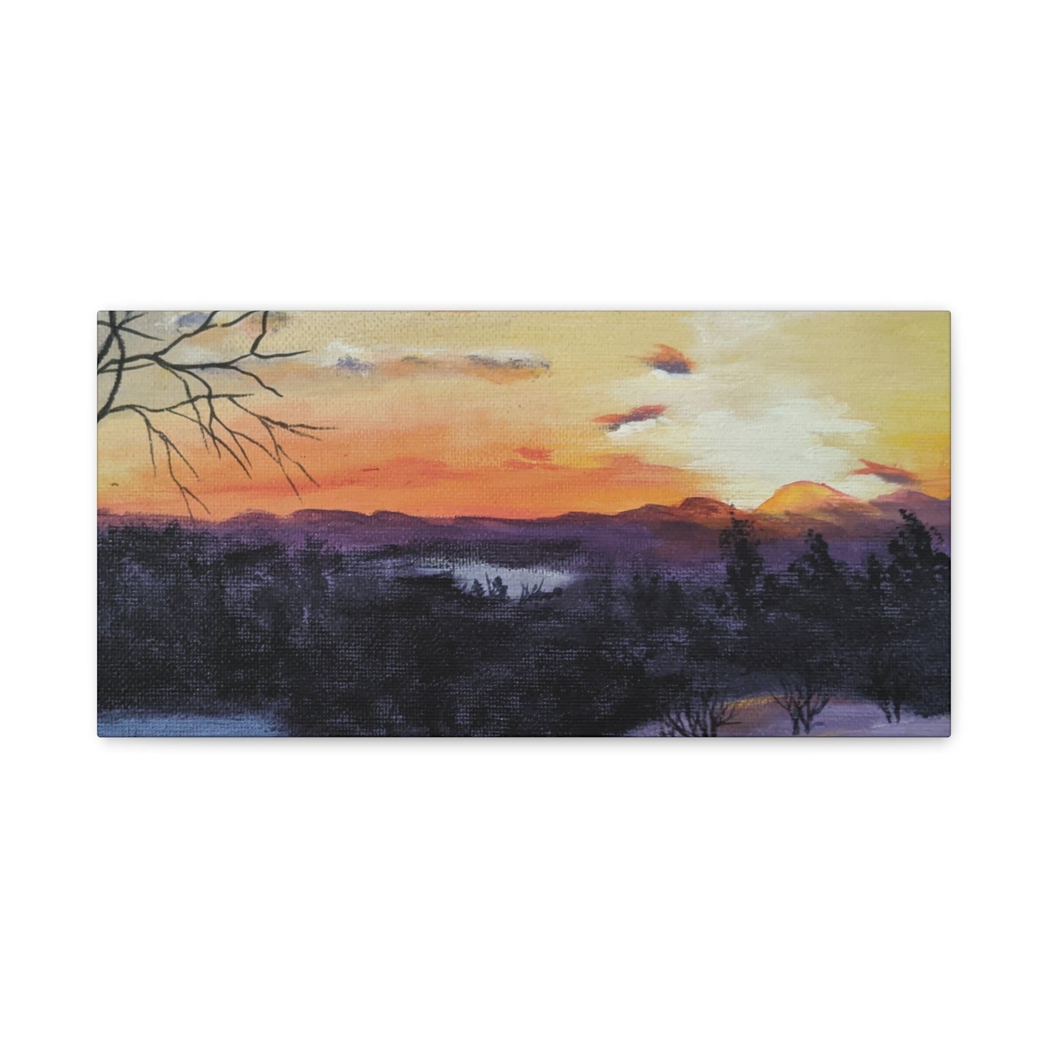 EVENING IN THE SHANDOAH VALLY - Sunset Winter Landscape Canvas Print — Matte Stretched Wall Art