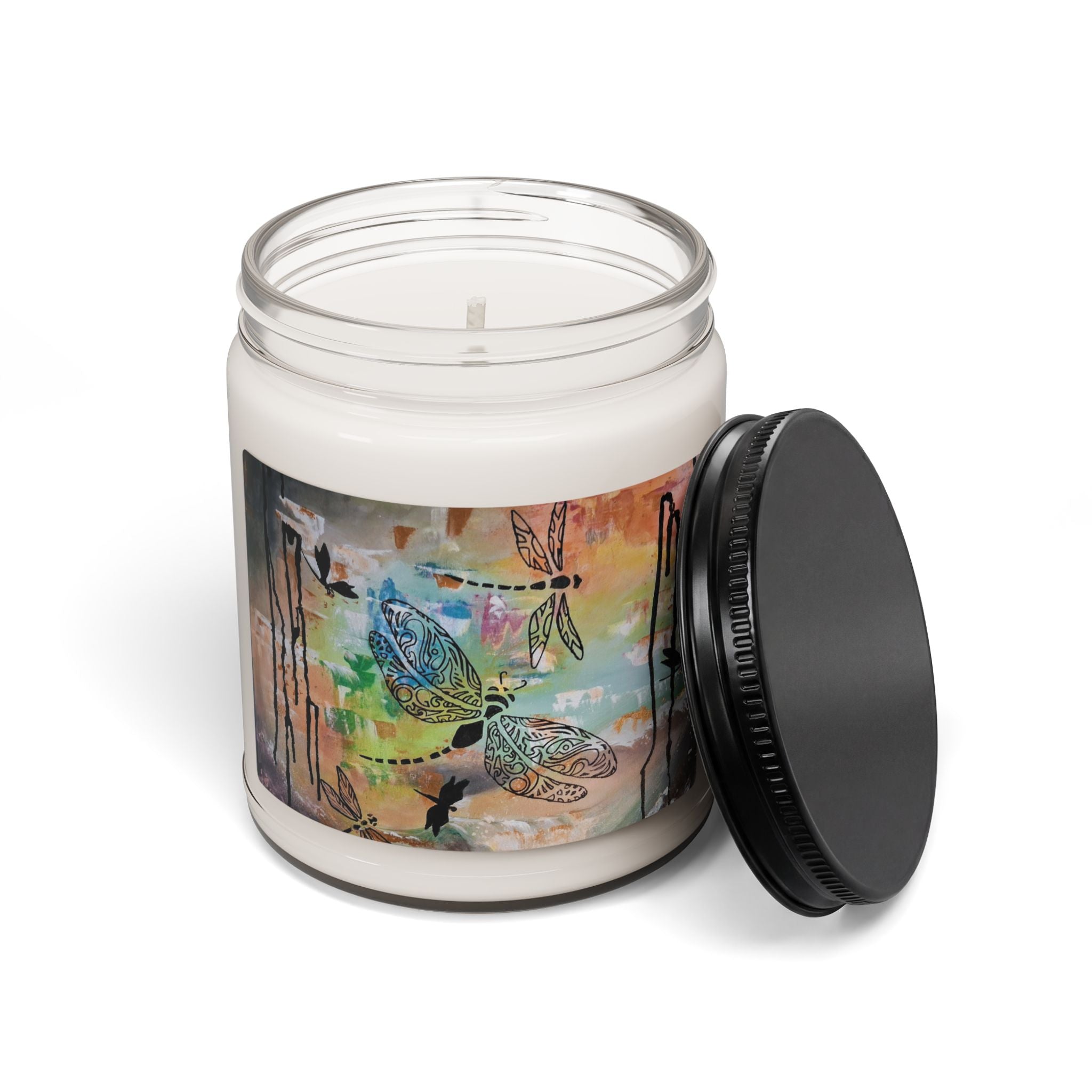 Dragonfly Art Soy Candle — 9oz Scented Jar Candle (Scented Soy Candle)