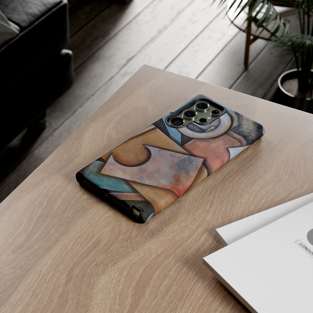 Abstract Geometric Tough Phone Case – Modern Cubist Art Protection